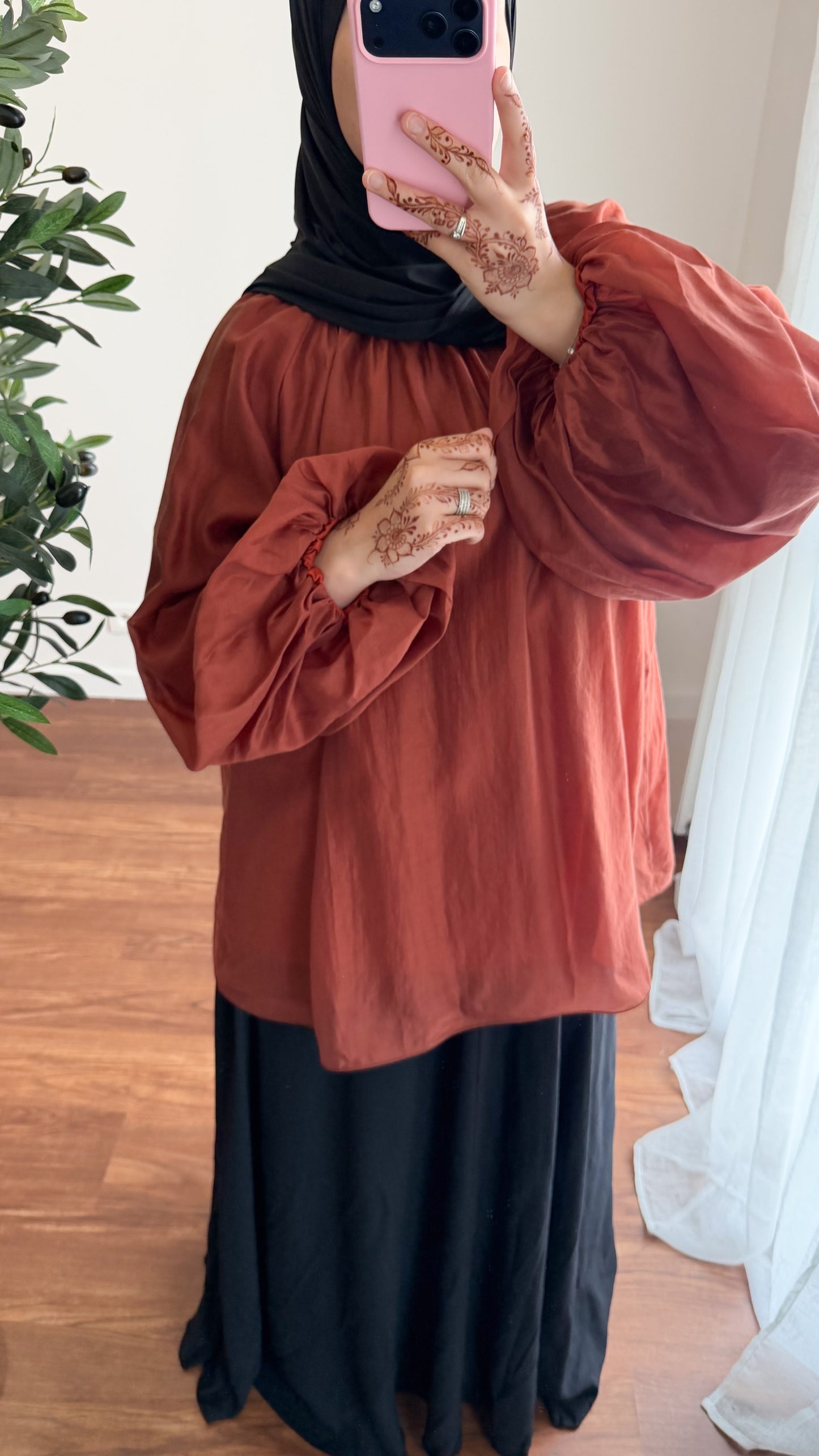BLOUSE TENCEL BRIQUE