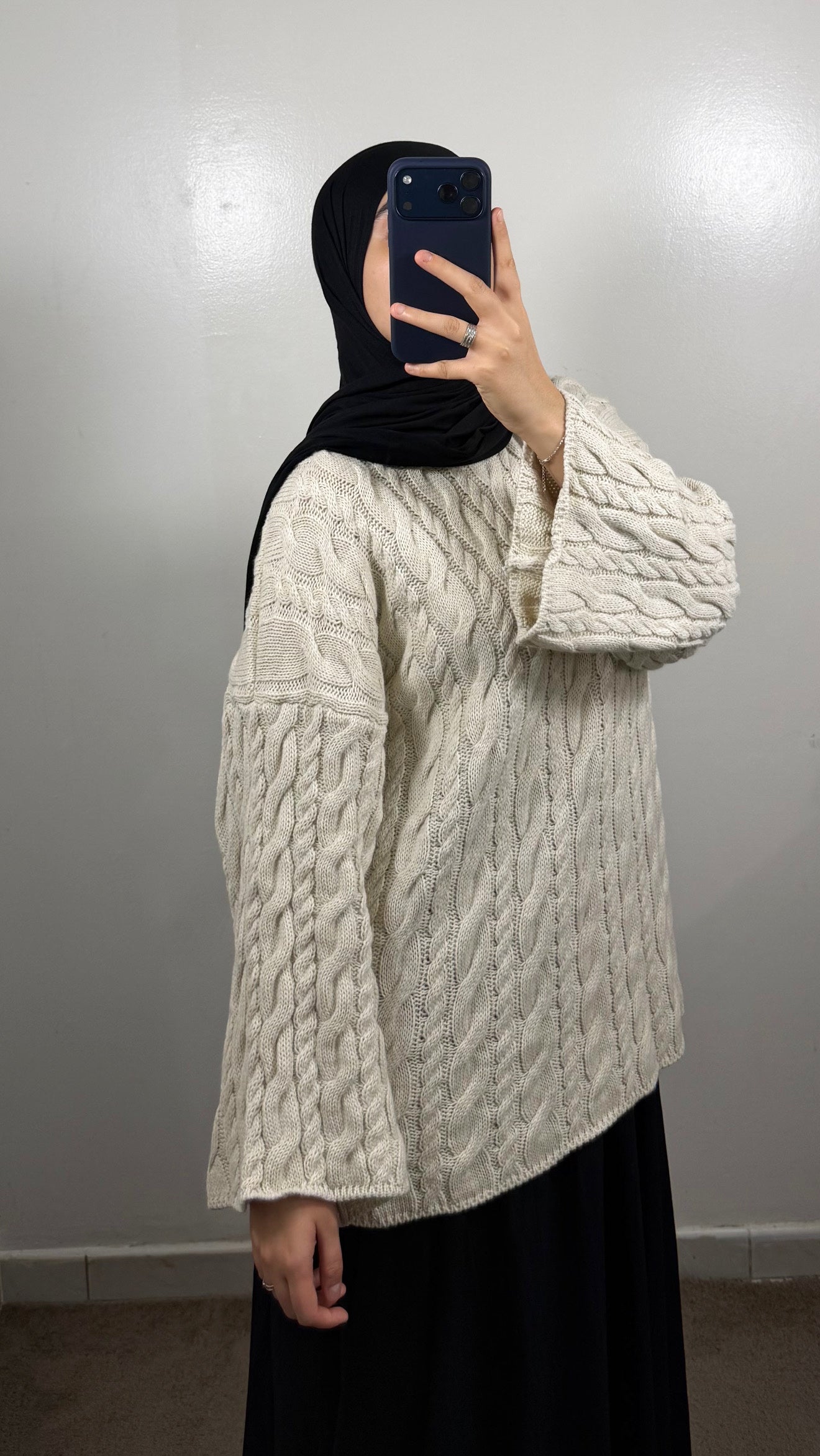 PULL MOTIF TORSADE ÉCRU