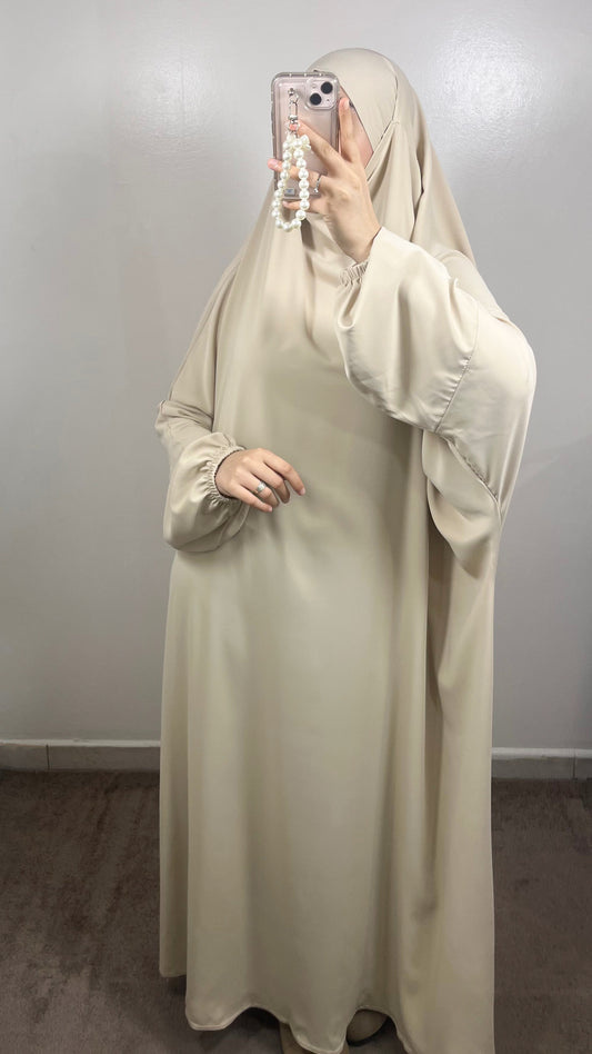 JILBEB 1 PIÈCE ÉCRU EN SOIE DE MEDINE