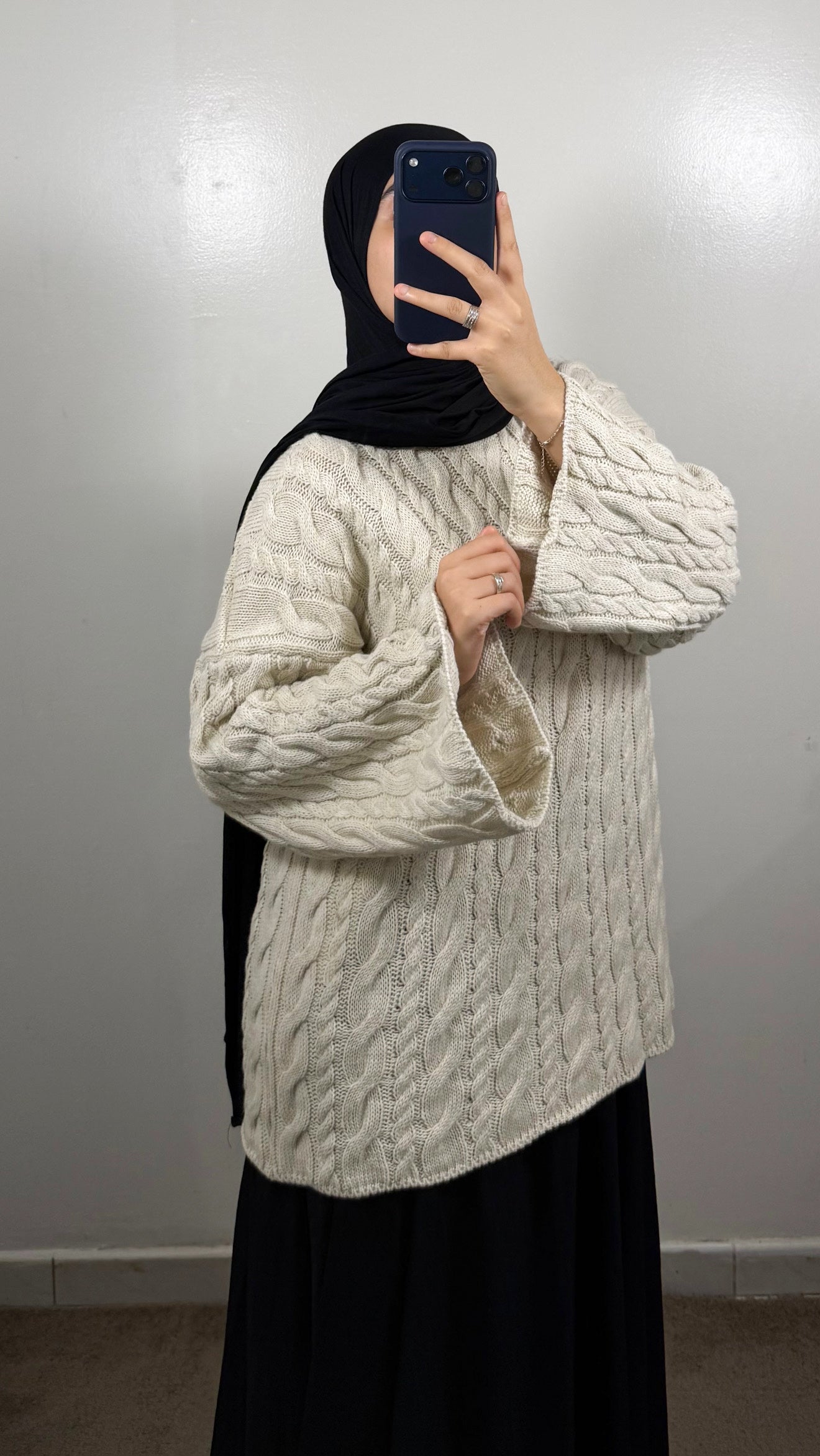 PULL MOTIF TORSADE ÉCRU