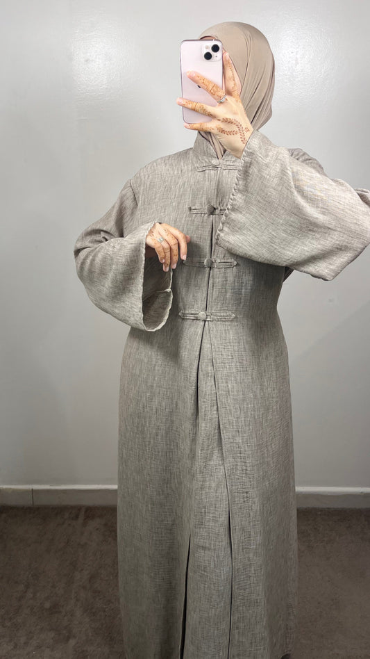 ENSEMBLE TOKYO LONG KIMONO + SOUS ABAYA TAUPE