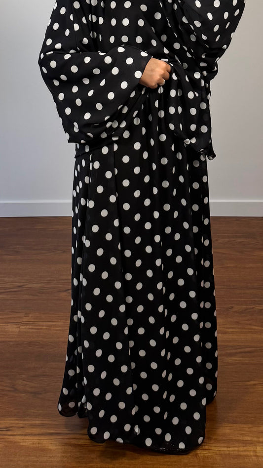 JUPE LONGUE À POIS NOIR (GROS POIS)