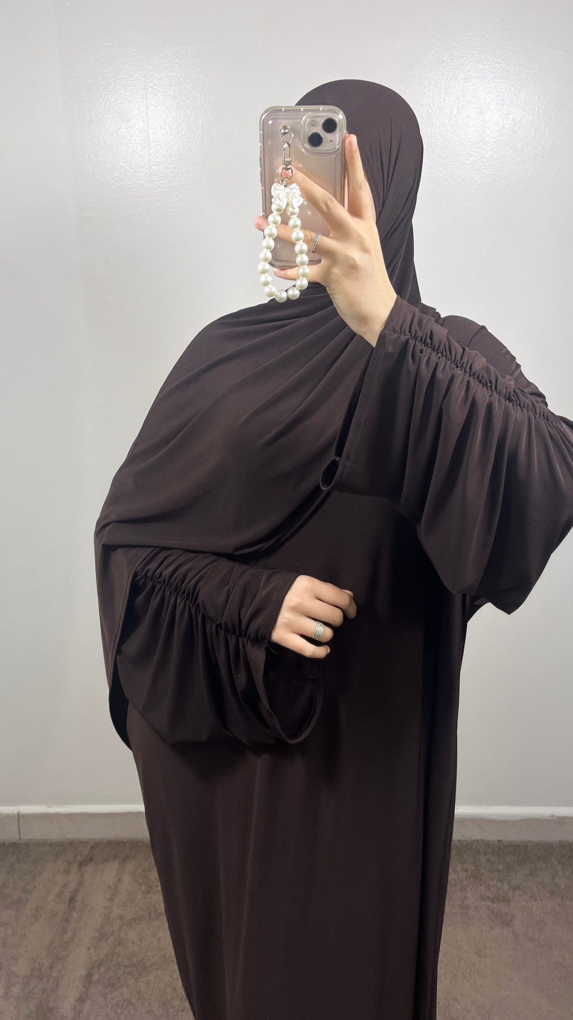 PREMIUM JERSEY BROWN ABAYA + HIJAB SET