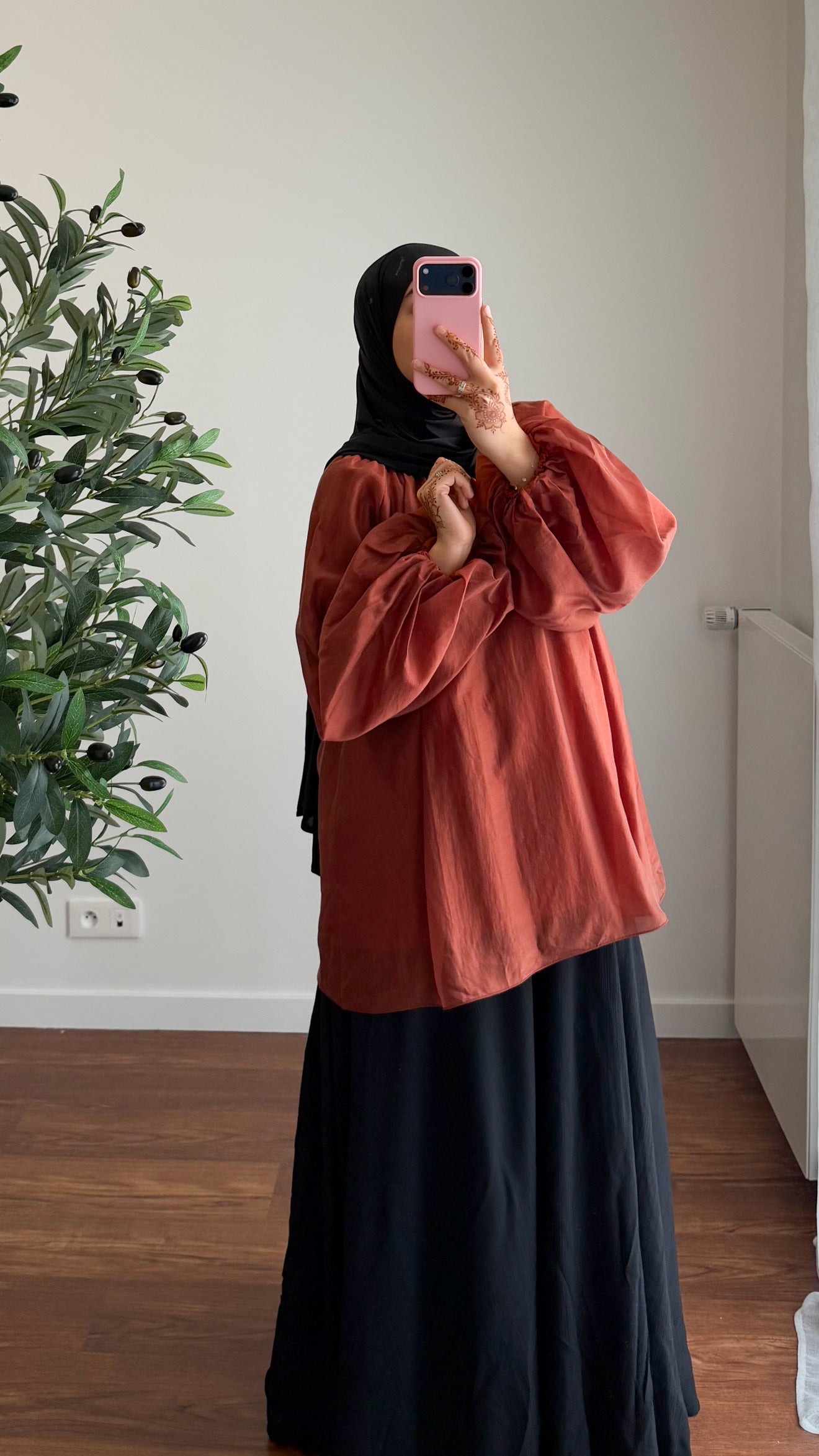 BLOUSE TENCEL BRIQUE