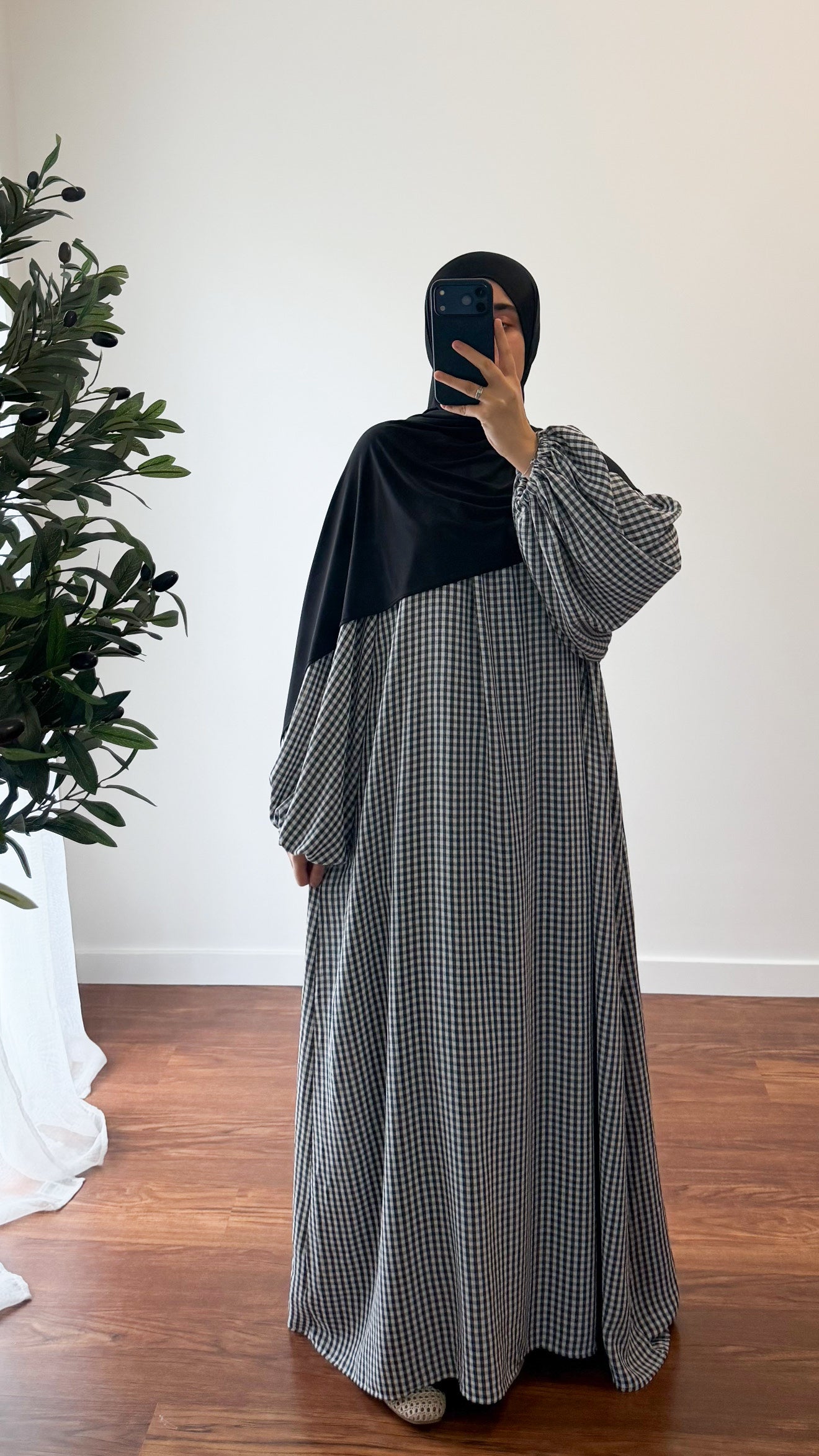 ABAYA VICHY NOIR