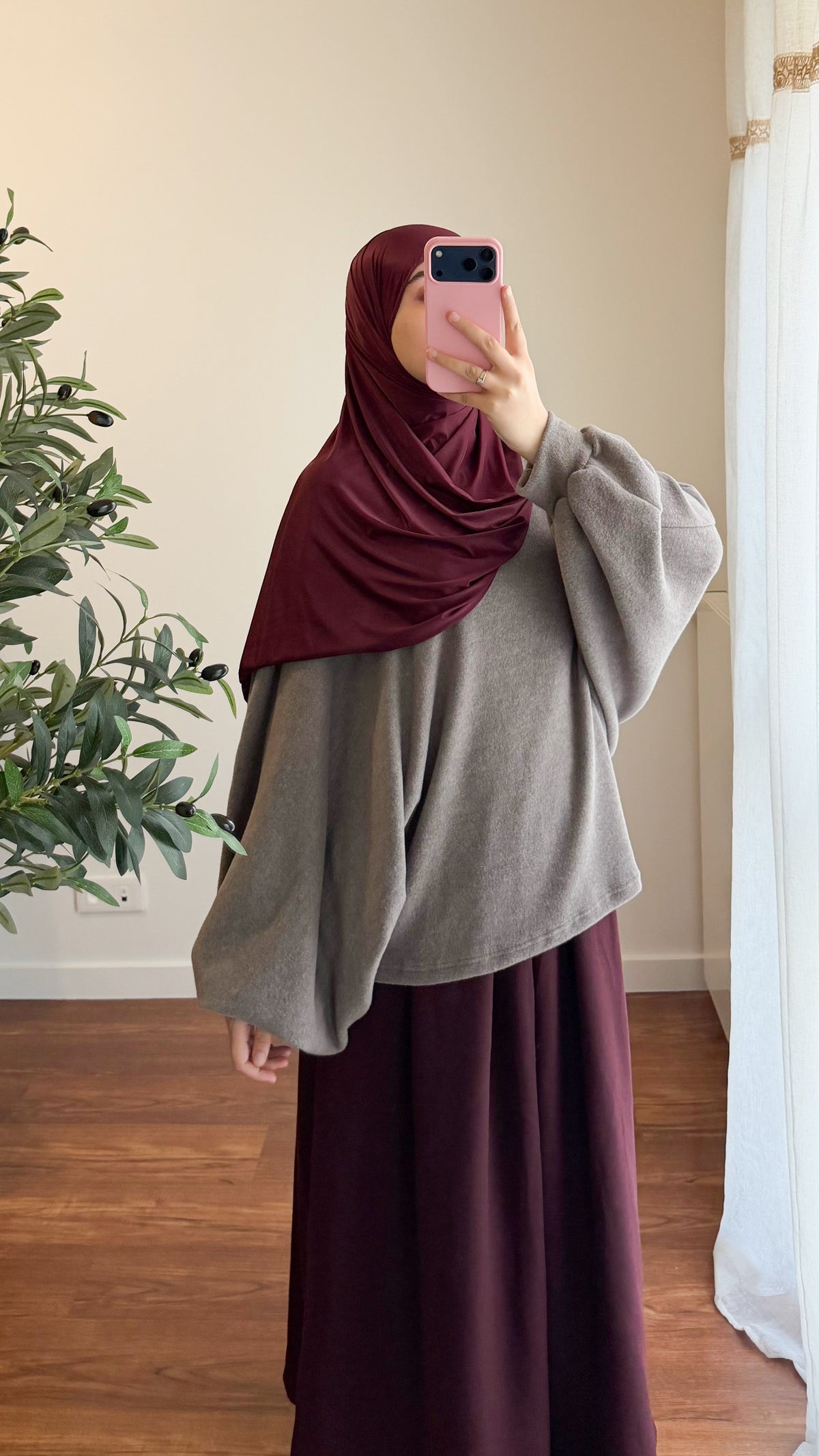 PULL MANCHES BOUFFANTE TAUPE