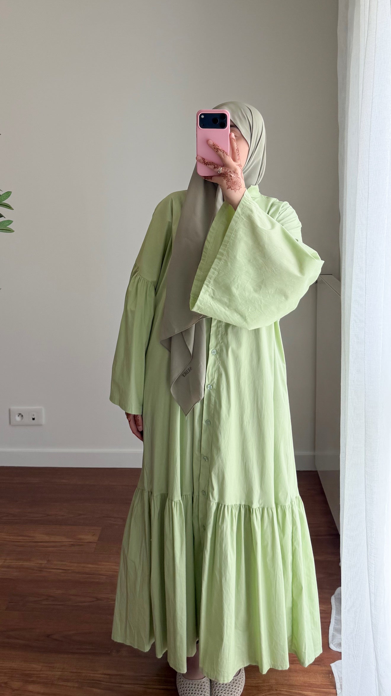 ROBE CHEMISE EN POPELINE VERT D’EAU