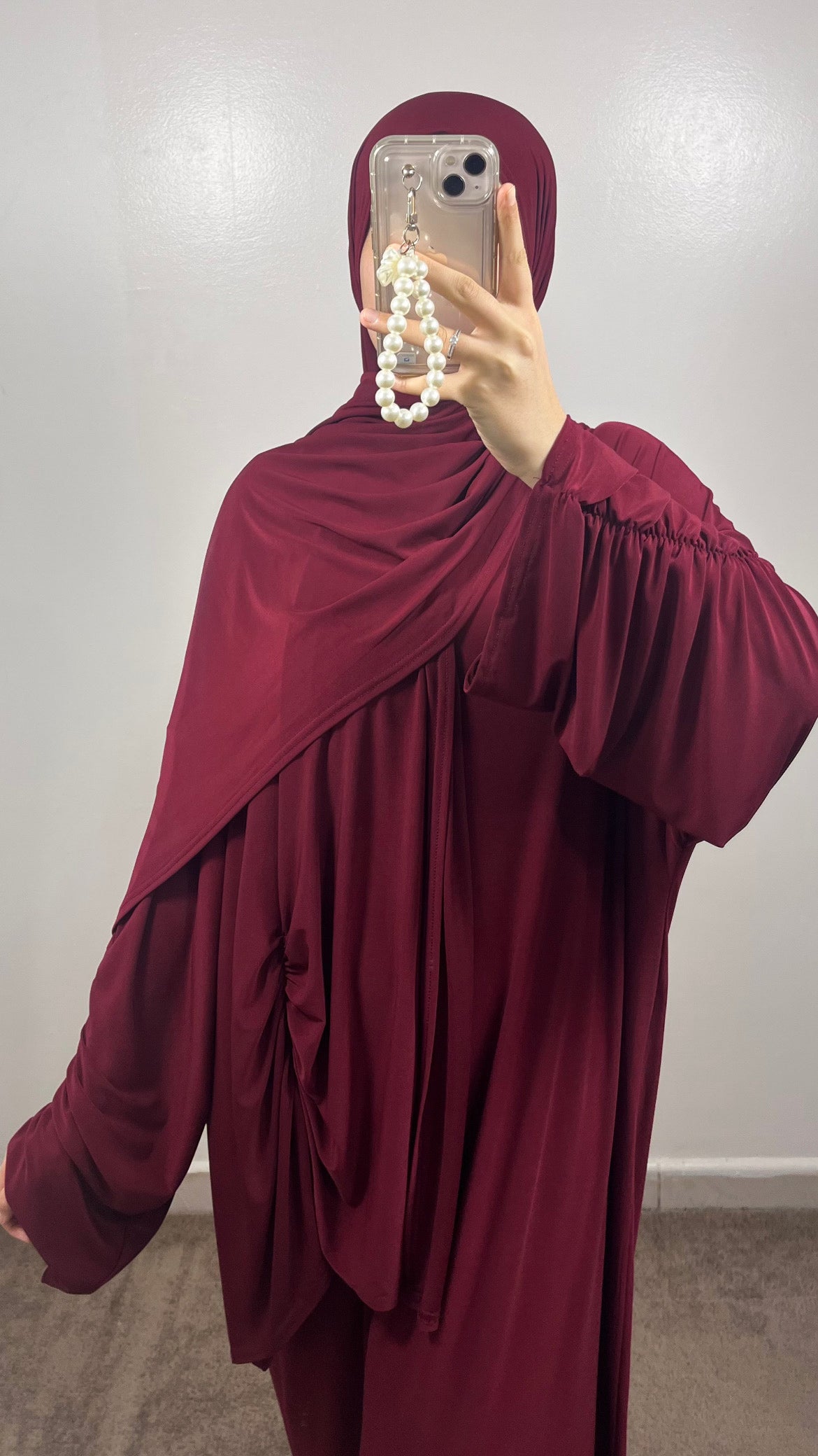 ABAYA + HIJAB BURGUNDY SET IN PREMIUM JERSEY