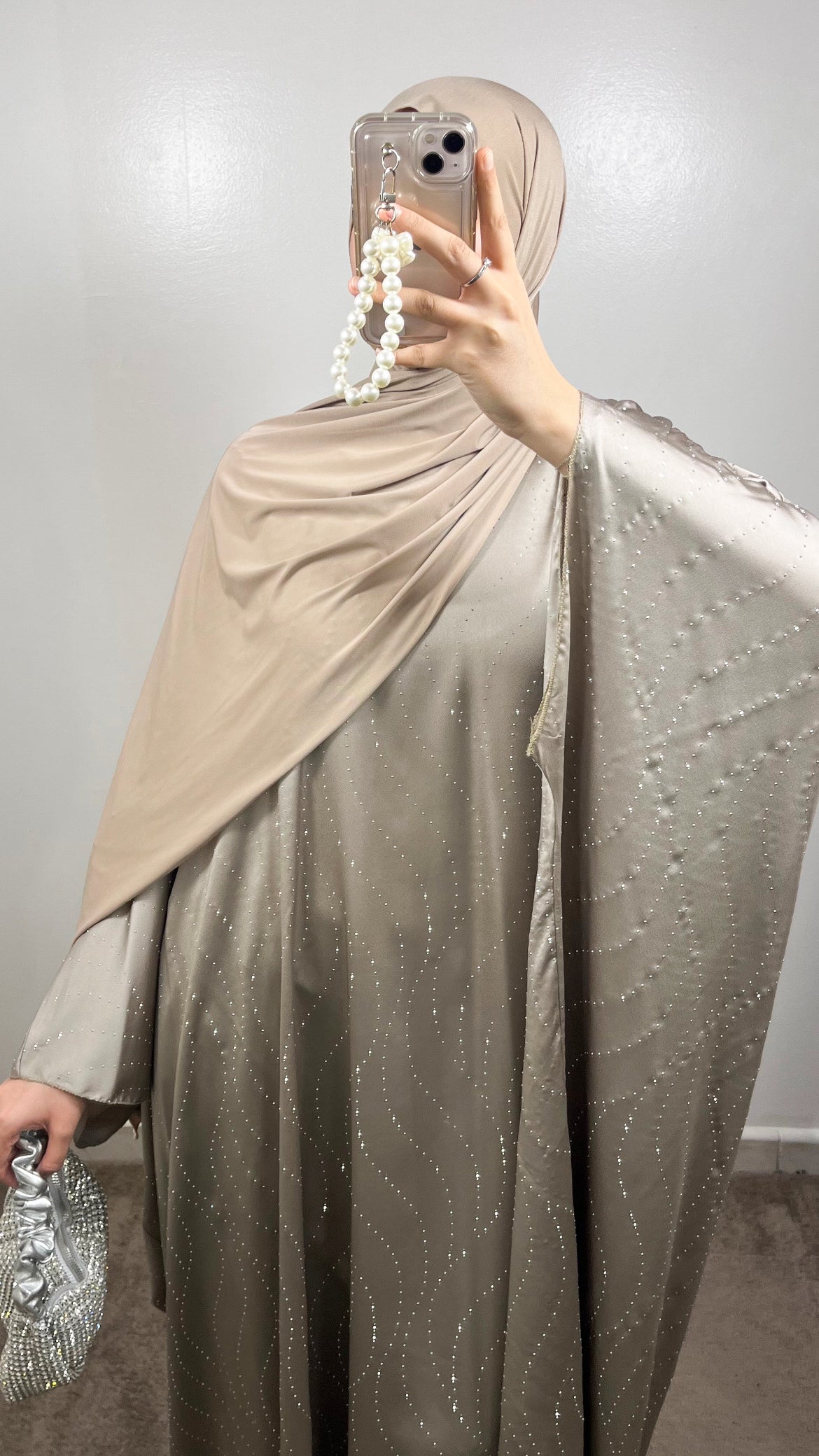 ABAYA STRASS WAVE TAUPE