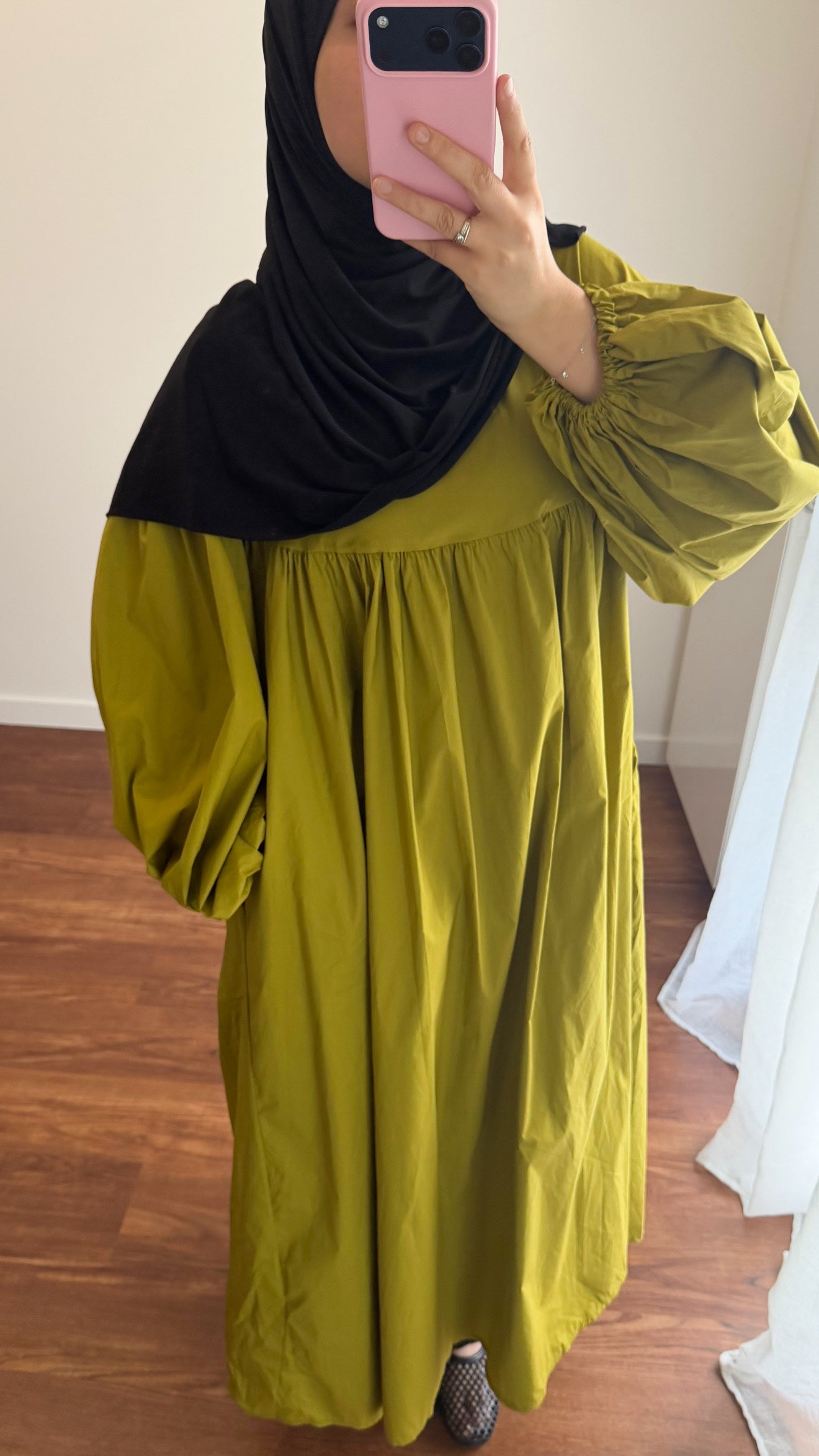 ROBE CLASSY POPELINE VERT OLIVE