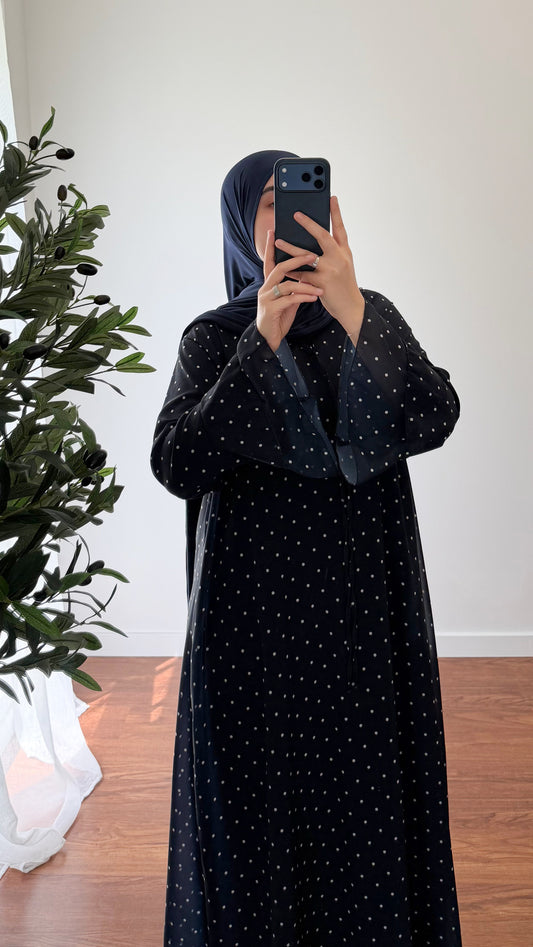 ROBE À PETITS POIS BLEU MARINE