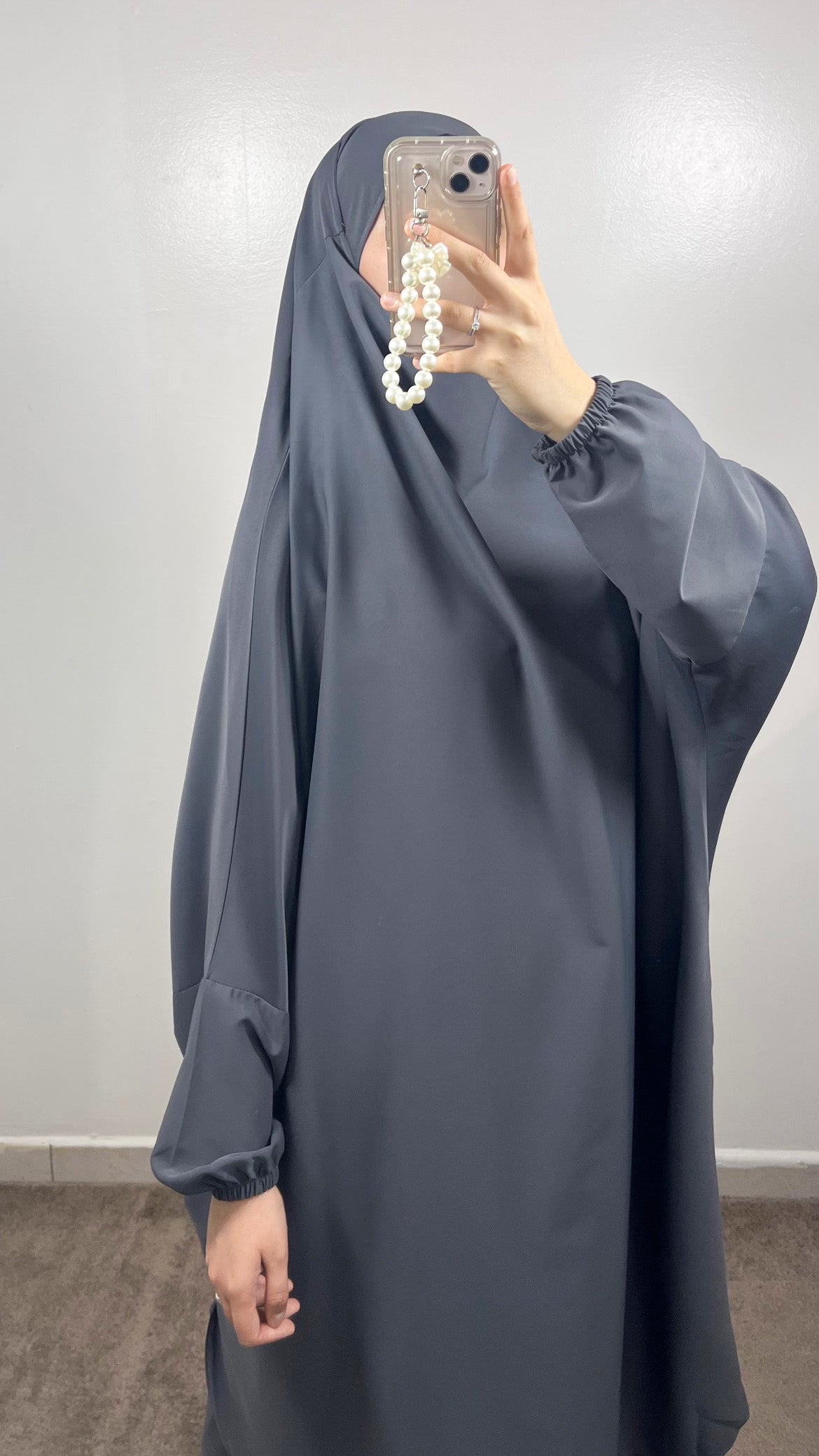 2 PIECE JILBEB IN ANTHRACITE GREY MEDINA SILK