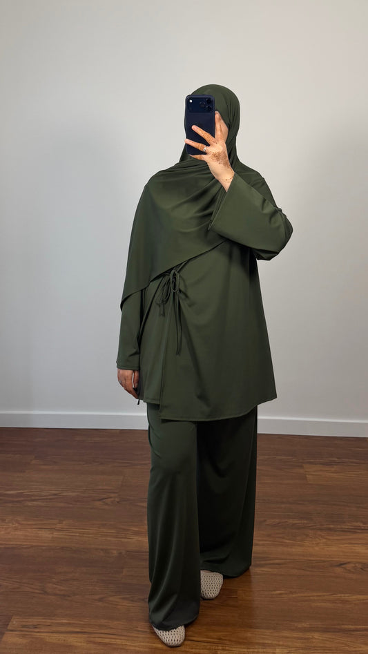 BURKINI FARAH 3 PIÈCES À NOUER VERT KAKI