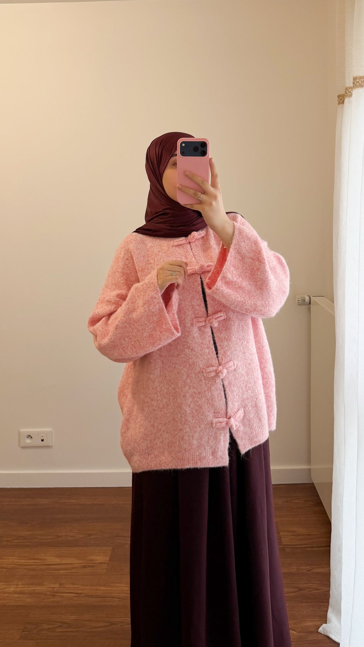 CARDIGAN YUMNA MANCHES LONGUES ROSE
