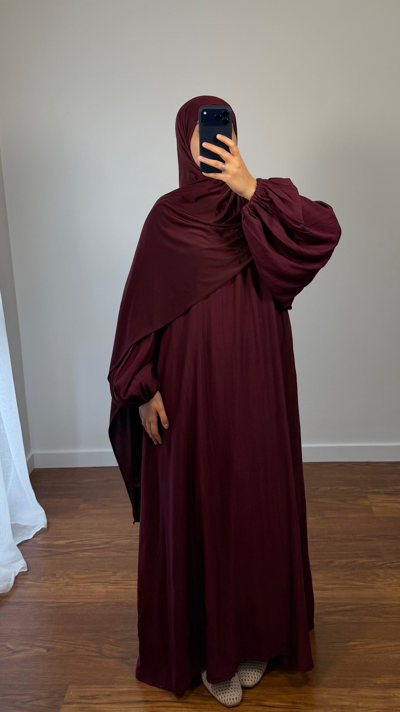 ABAYA AYAT MANCHES BOUFFANTES BORDEAU