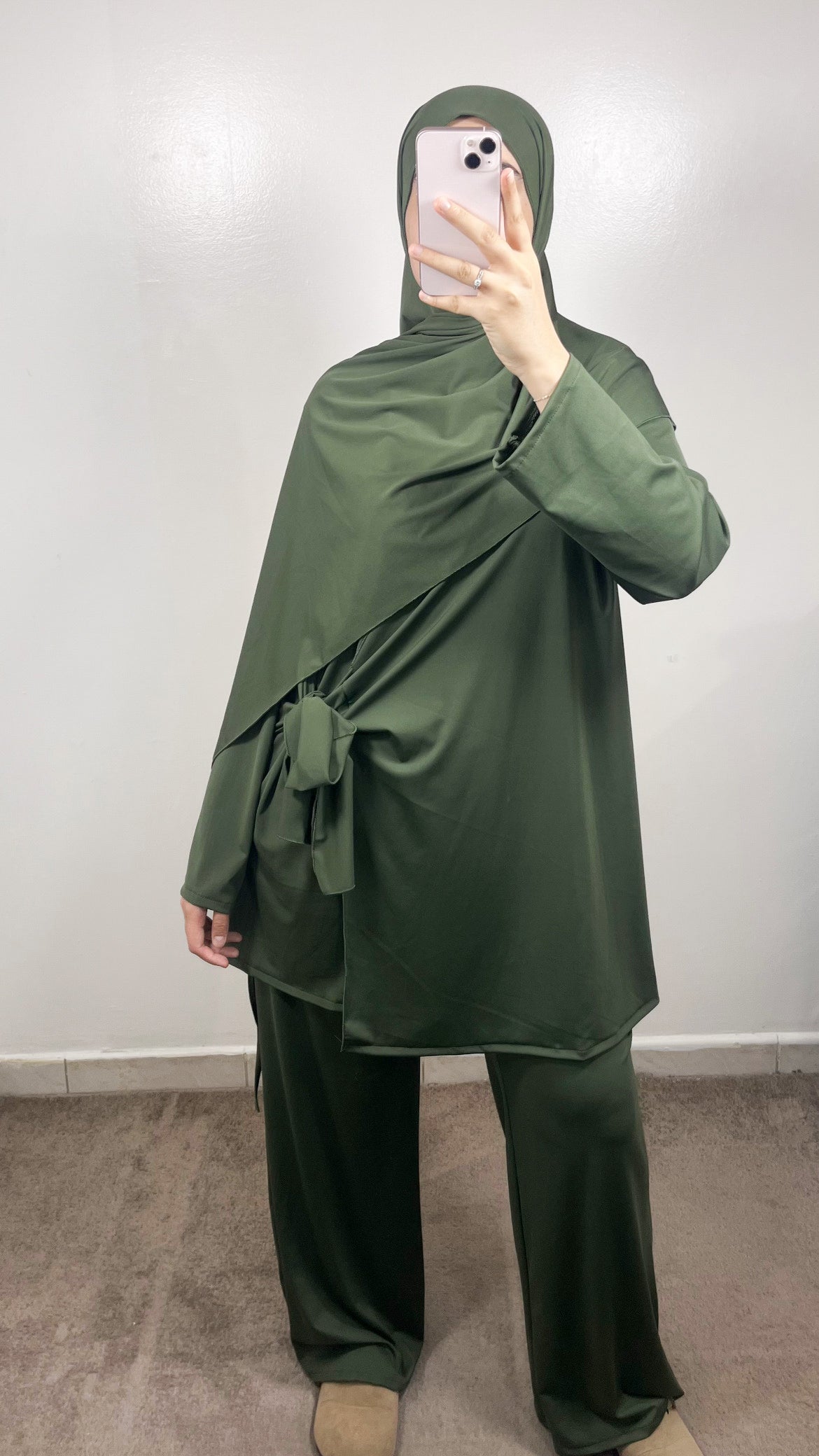 BURKINI 3 PIÈCES À NOUER VERT KAKI
