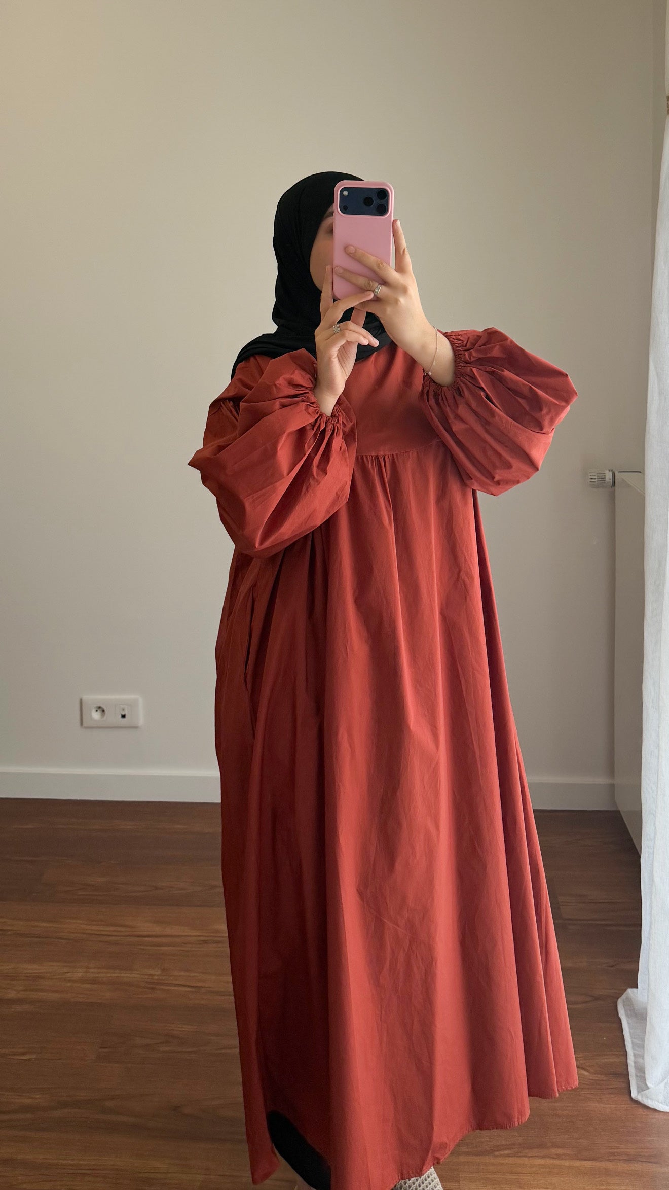 ROBE CLASSY POPELINE BRIQUE