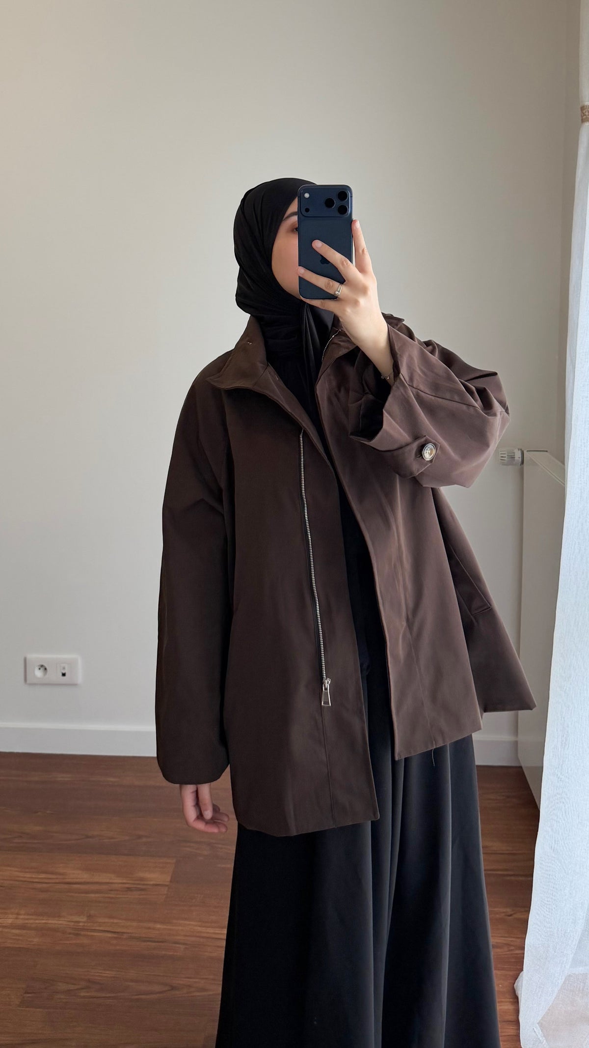 TRENCH MI-LONG OVERSIZE MARRON