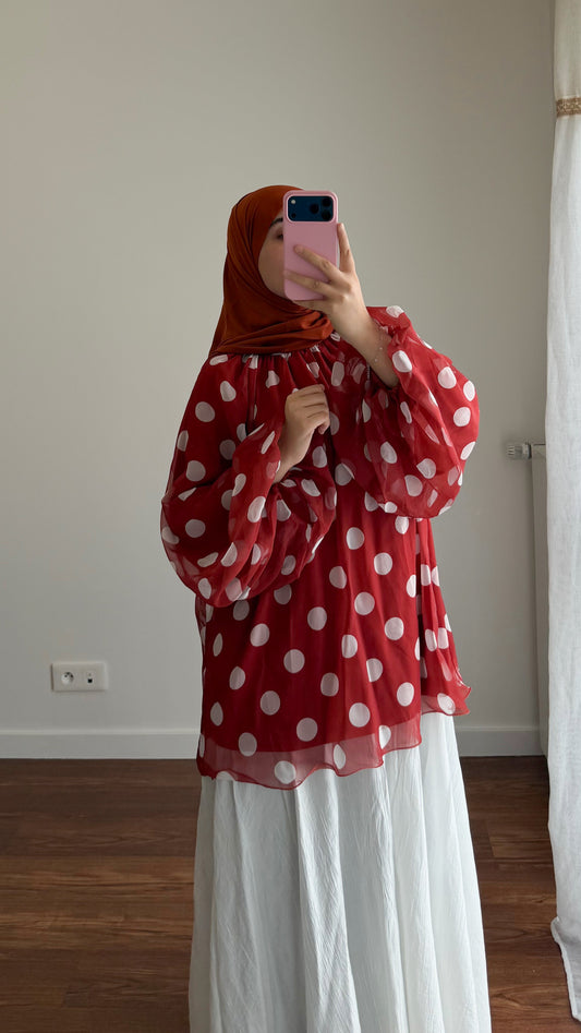 BLOUSE À GROS POIS ROUILLE