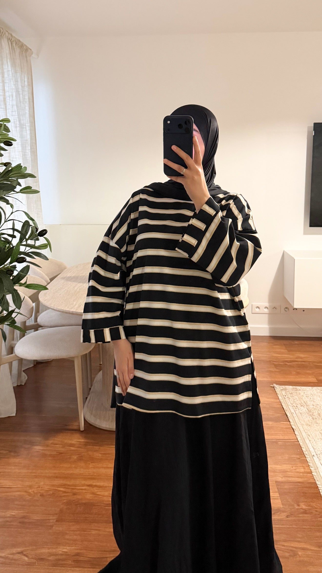 T-SHIRT RAYÉ OVERSIZE NOIR