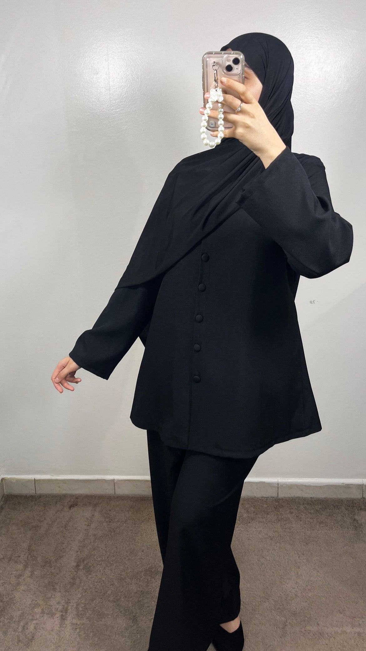 BLACK BUTTONED SET