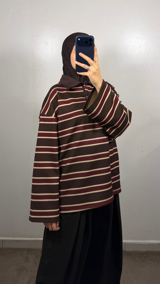 POLO EPAIS MARRON/BORDEAU