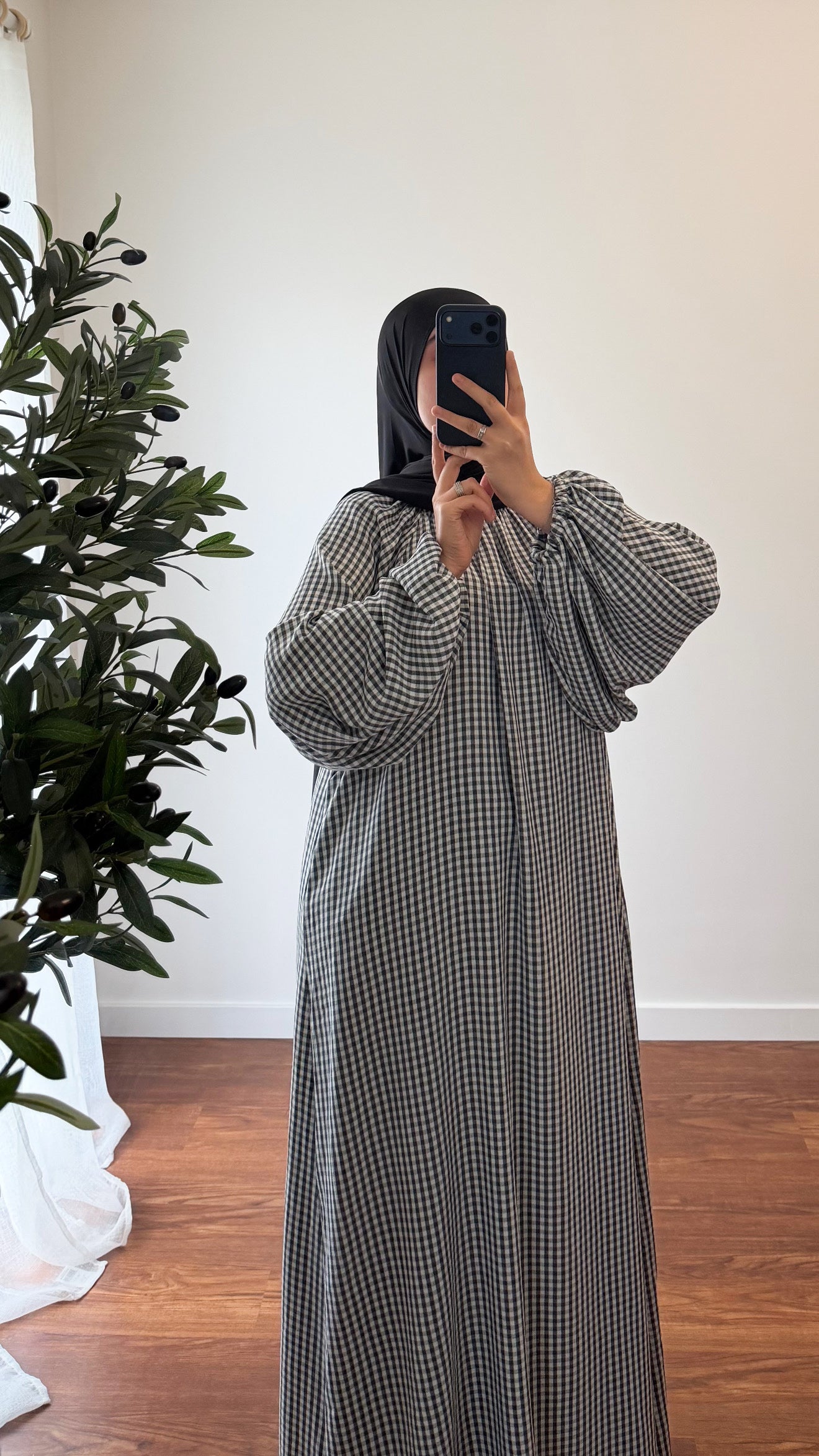ABAYA VICHY NOIR