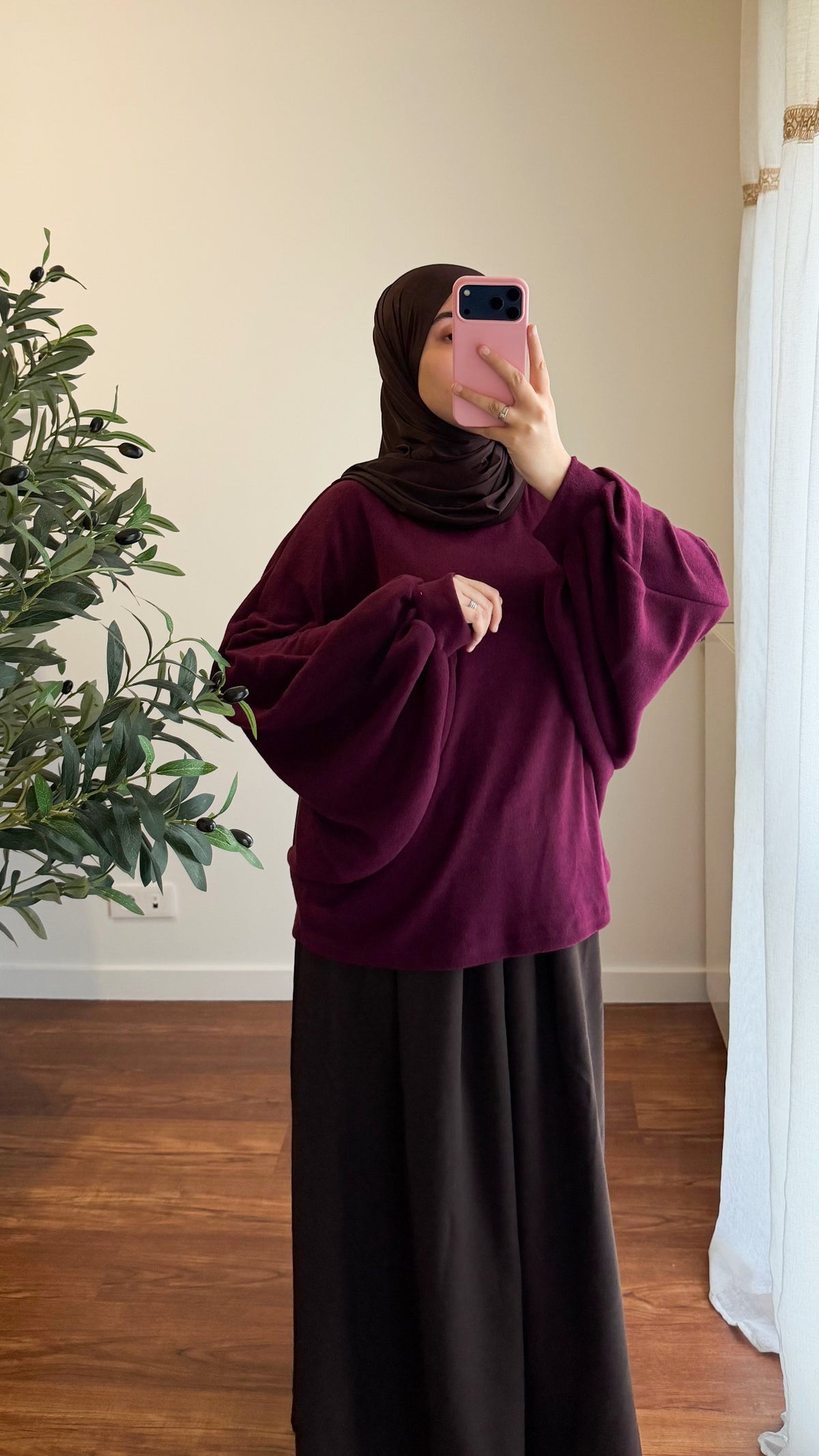 PULL MANCHES BOUFFANTES BORDEAU