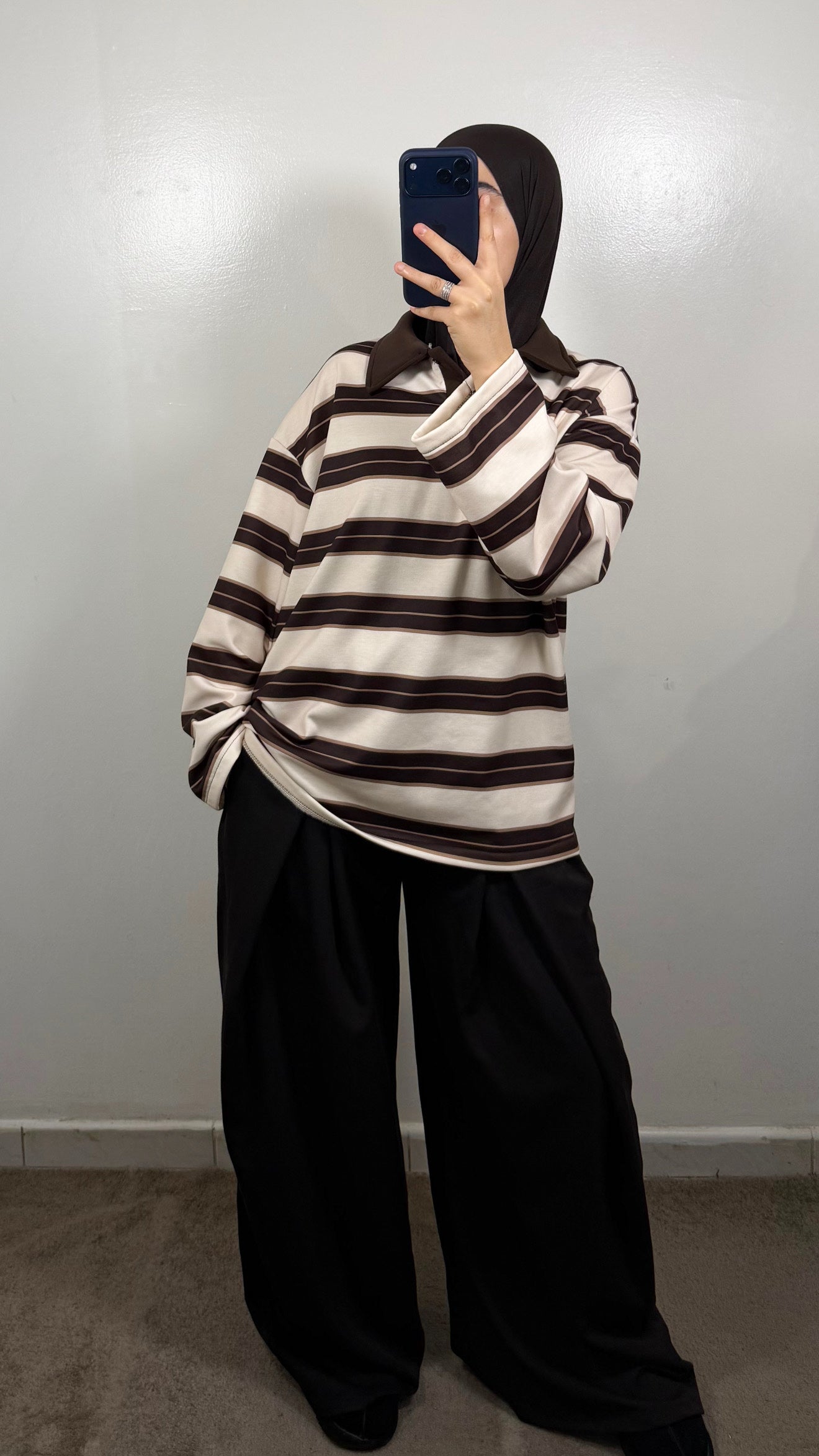 POLO EPAIS BLANC/MARRON