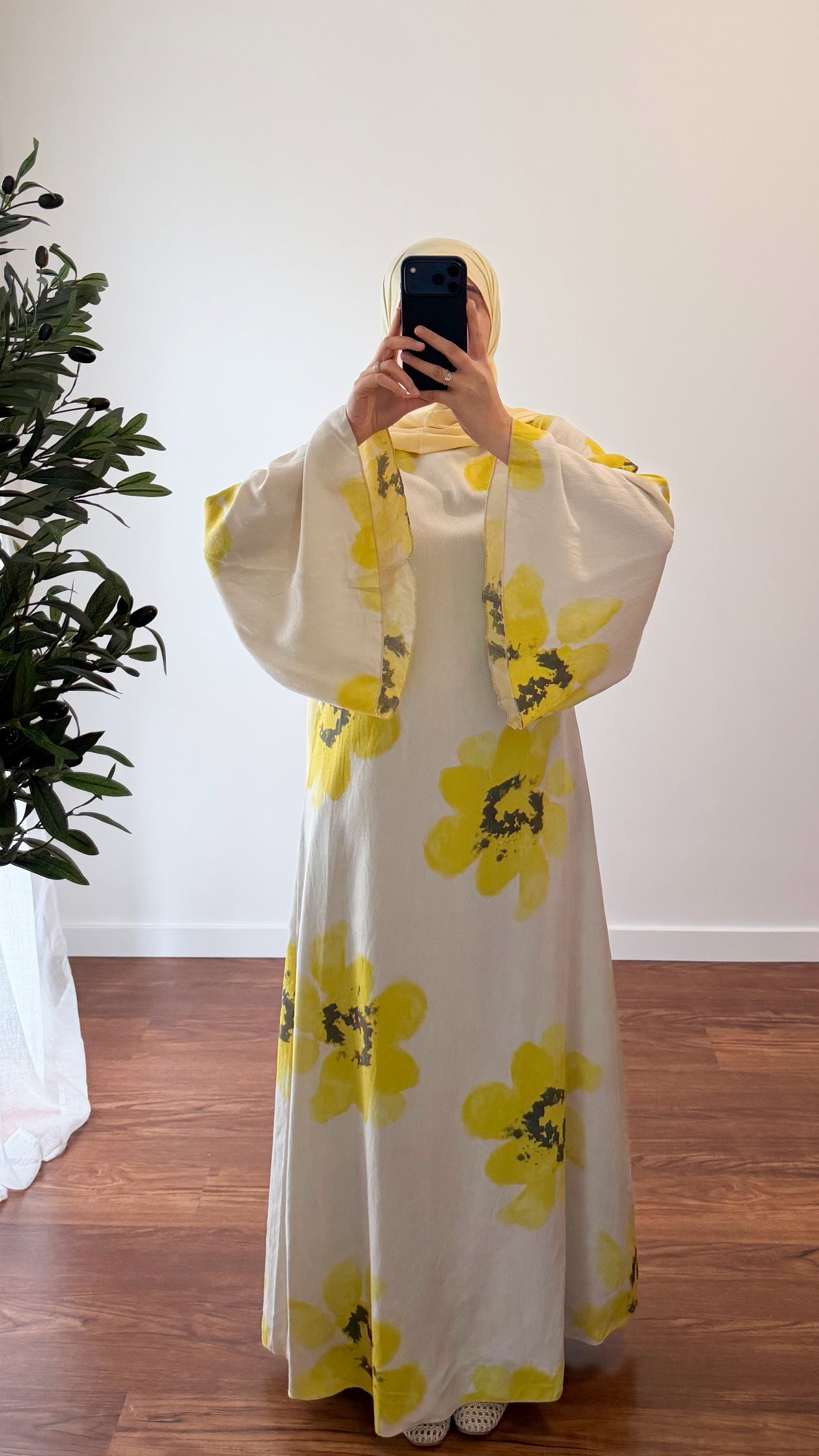ROBE MOTIF FLEUR JAUNE/BLANC
