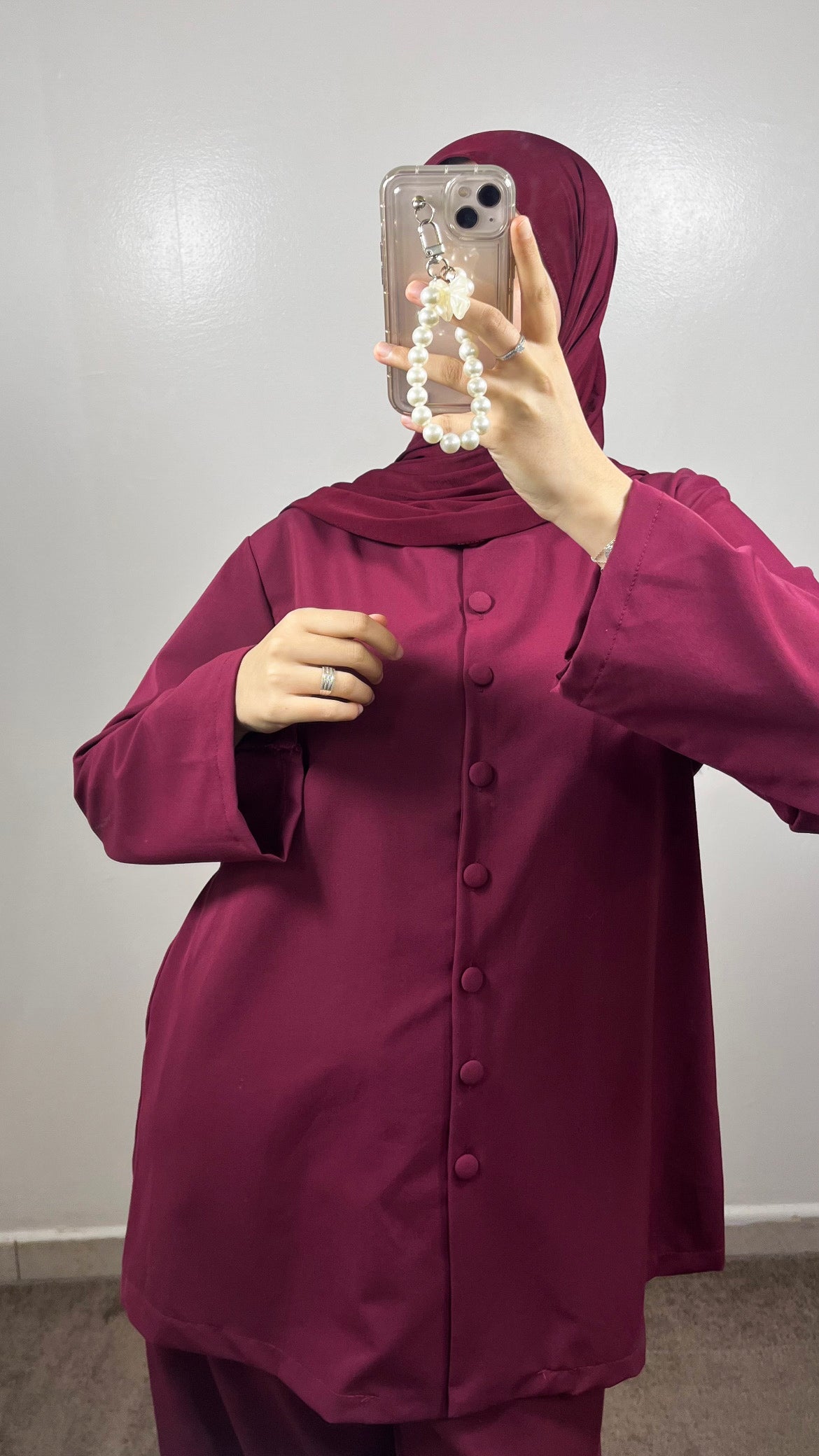 BURGUNDY BUTTONED SET