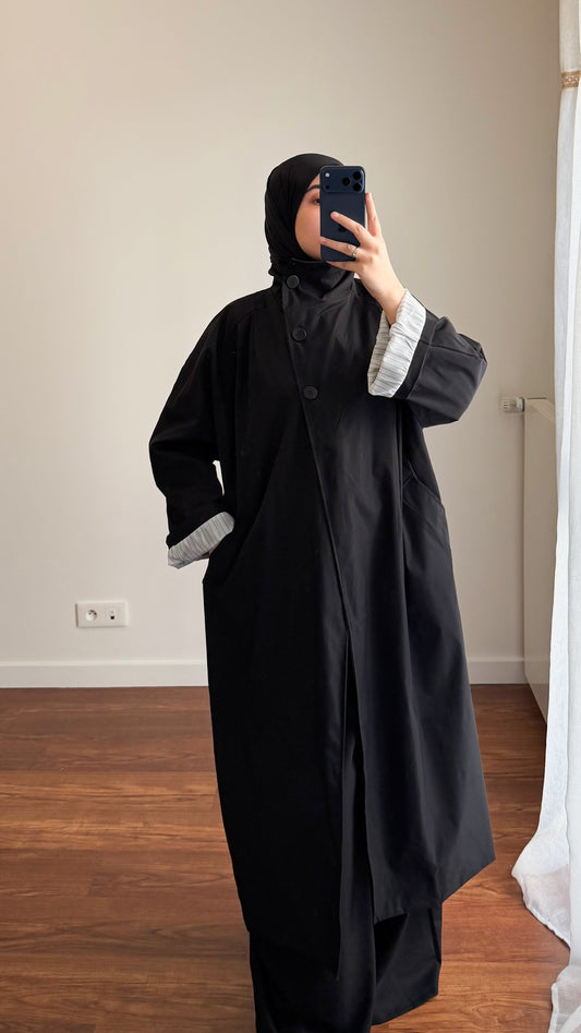 TRENCH LONG OVERSIZE NOIR
