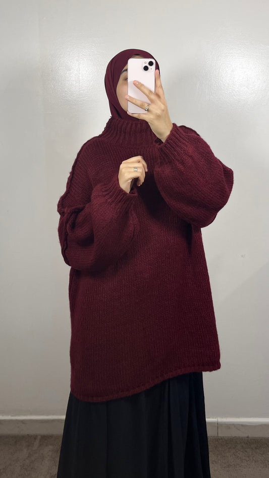 PULL MAYRA EN LAINE BORDEAU