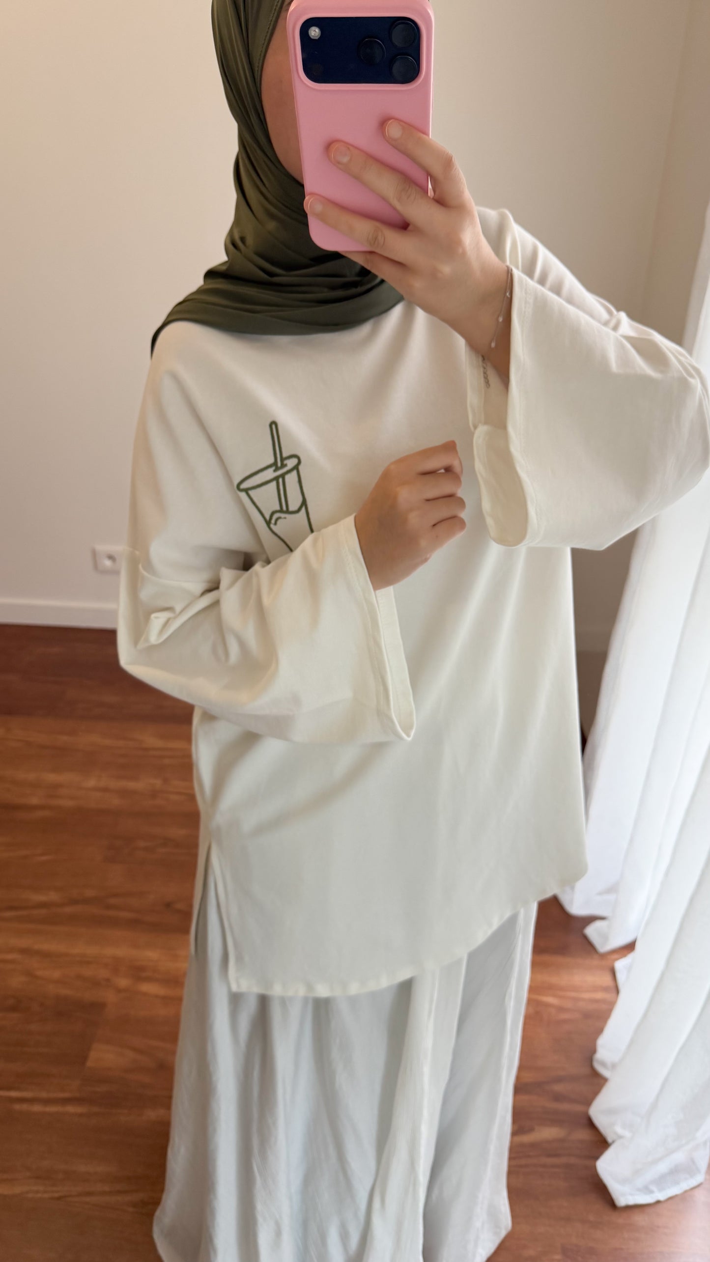 T-SHIRT MATCHA BLANC