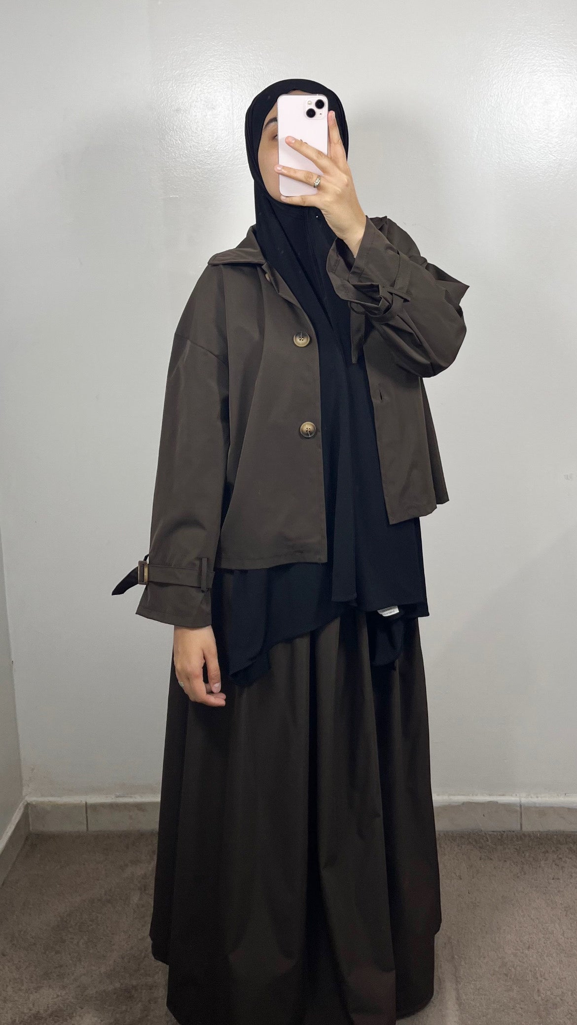 ENSEMBLE TRENCH VESTE + JUPE MARRON