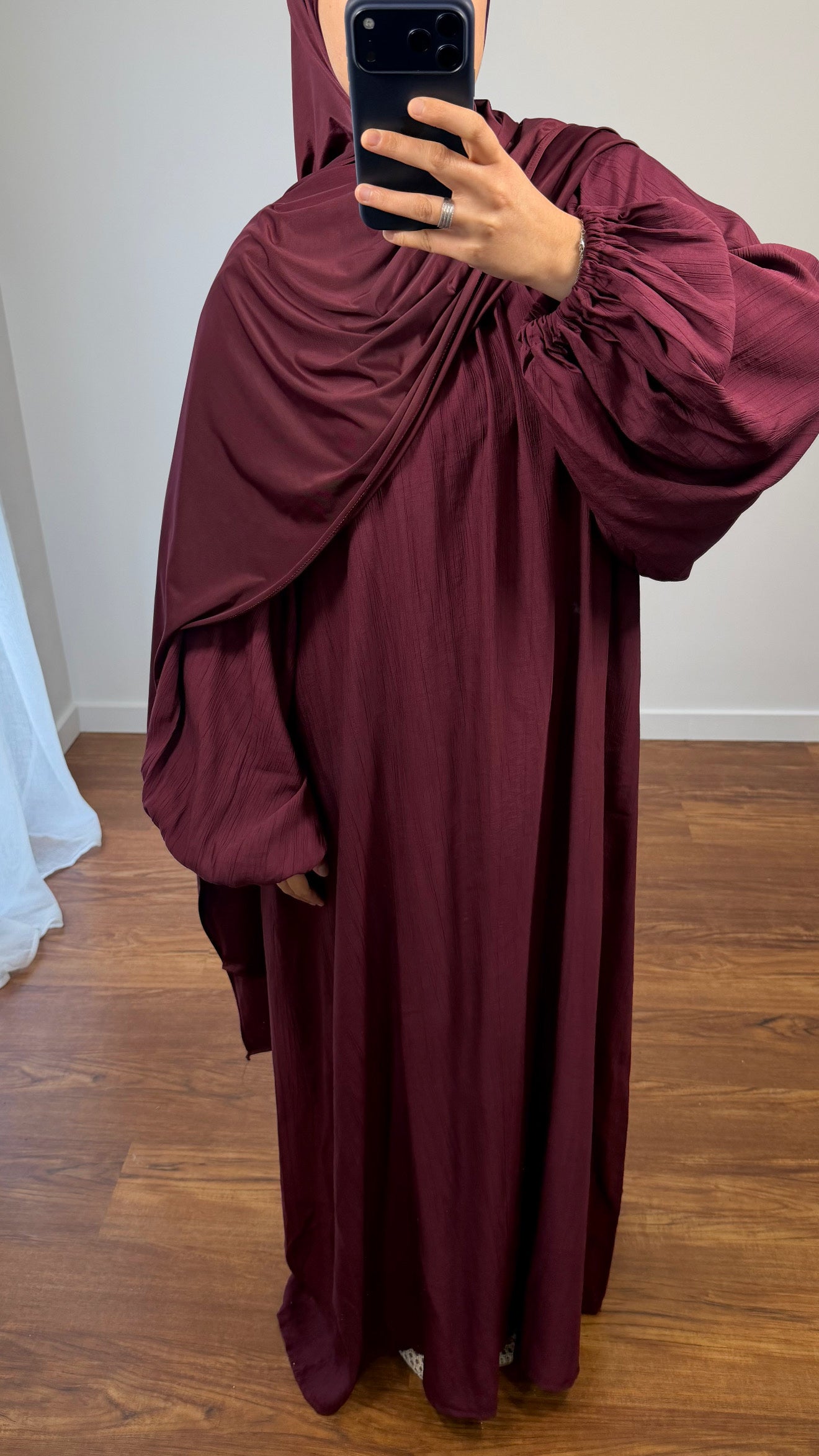 ABAYA AYAT MANCHES BOUFFANTES BORDEAU
