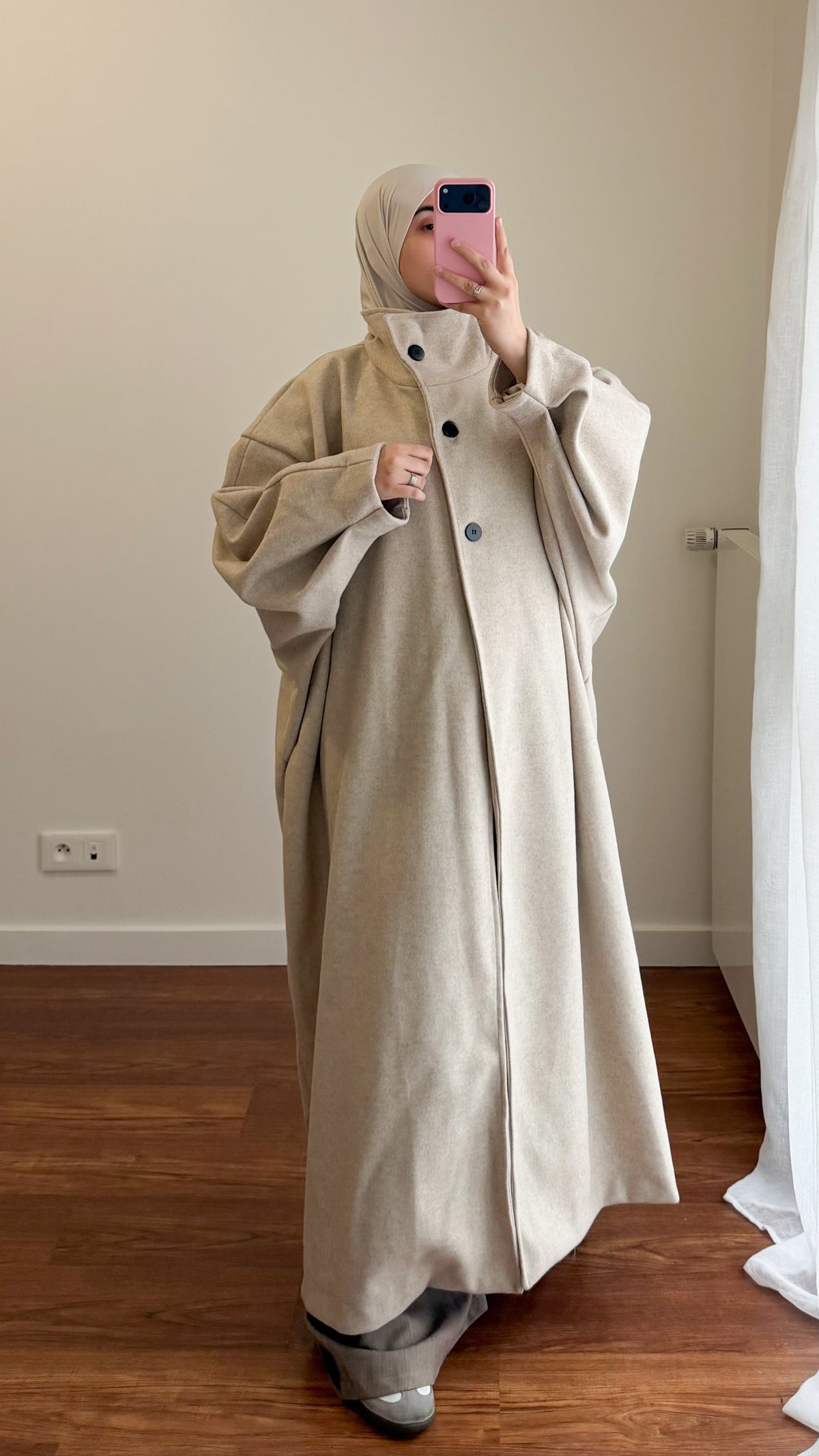 MANTEAU LONG OVERSIZE ÉCRU