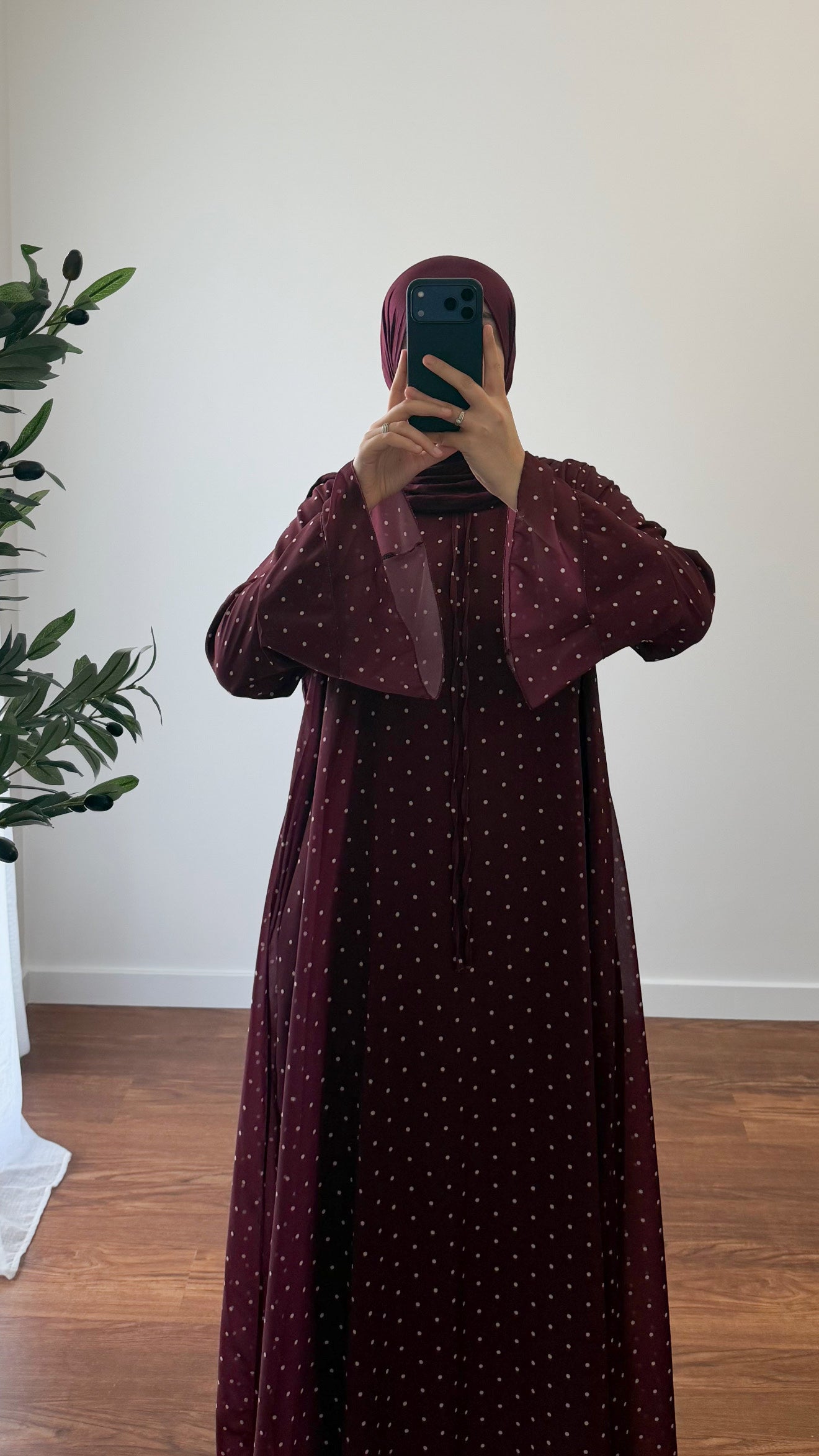 ROBE À PETIT POIS BORDEAU
