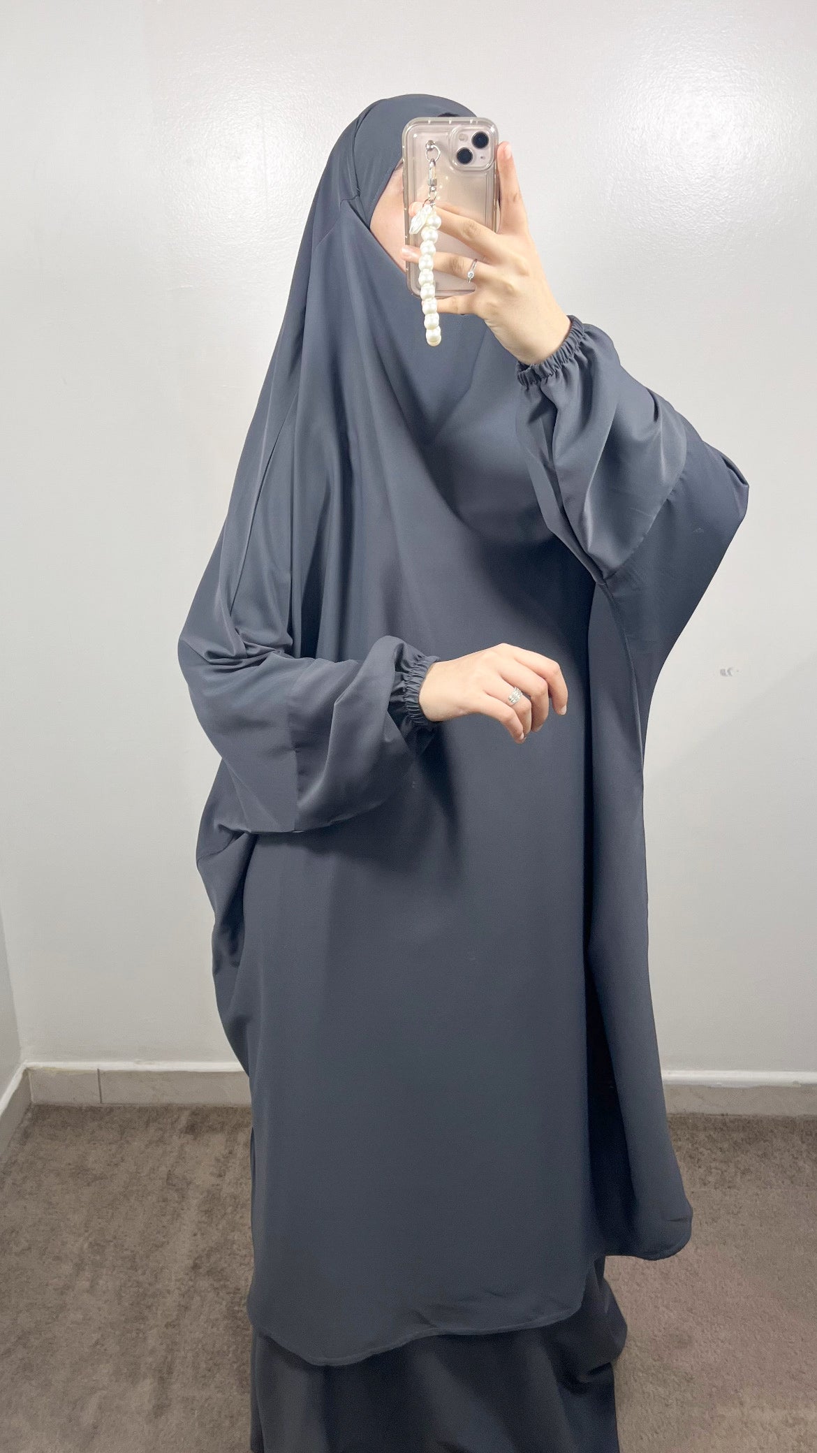 2 PIECE JILBEB IN ANTHRACITE GREY MEDINA SILK