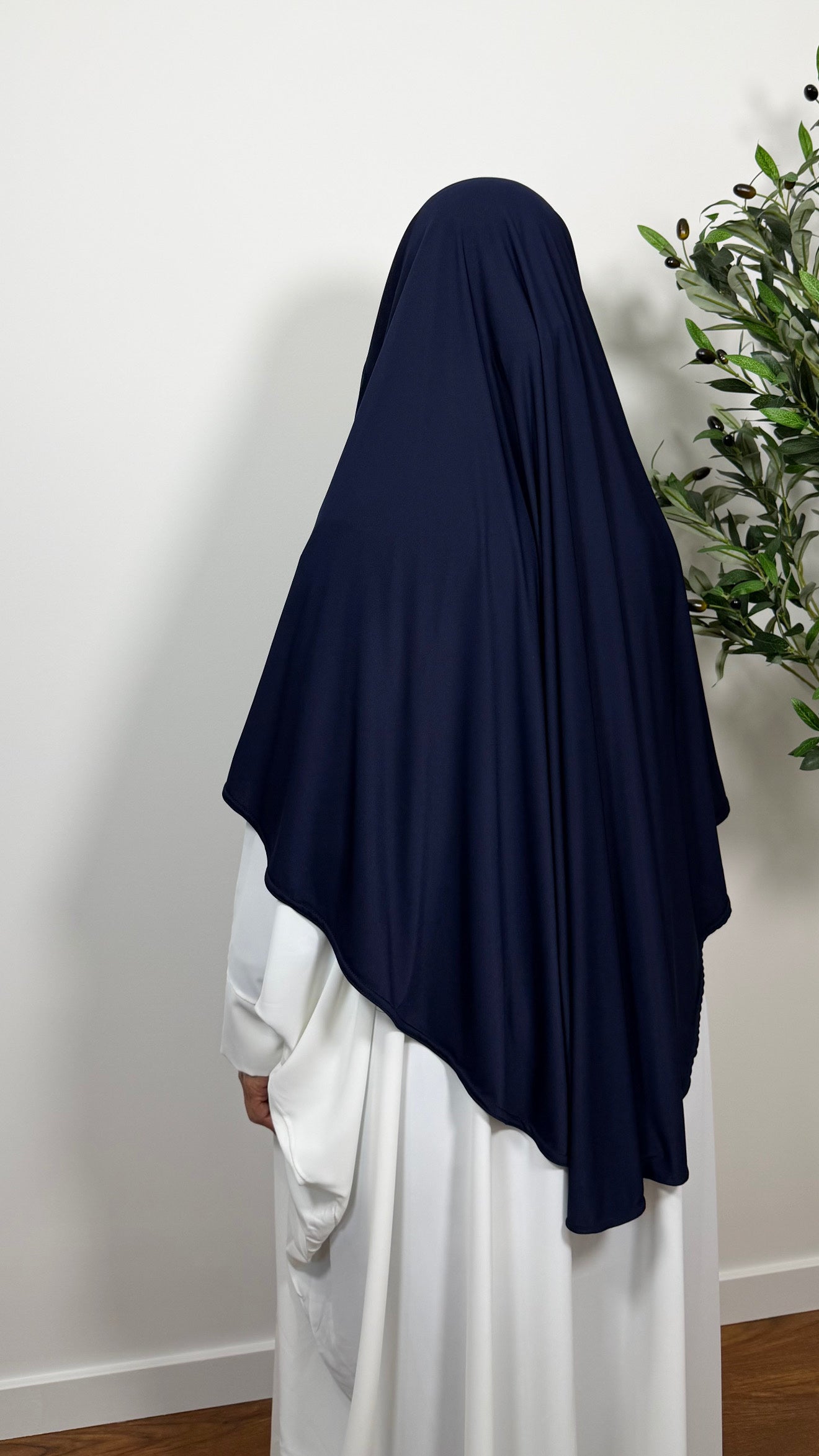 KHIMAR MI-LONG BLEU MARINE EN JERSEY PREMIUM