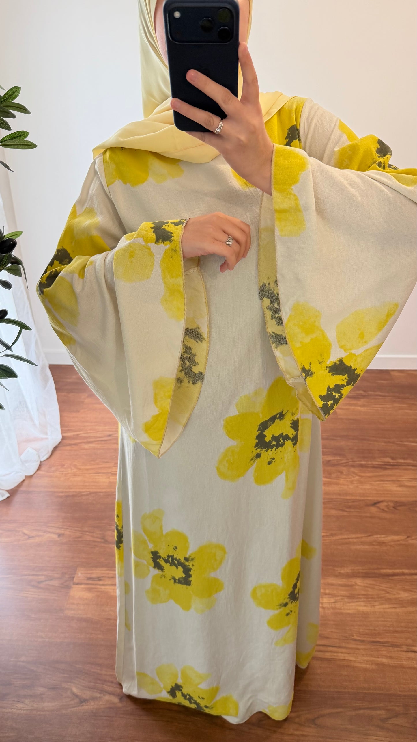 ROBE MOTIF FLEUR JAUNE/BLANC