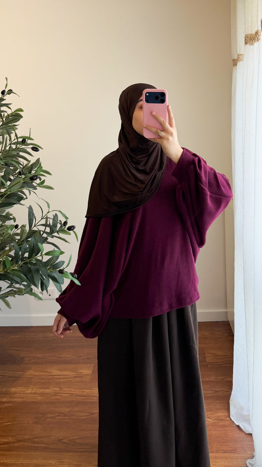 PULL MANCHES BOUFFANTES BORDEAU