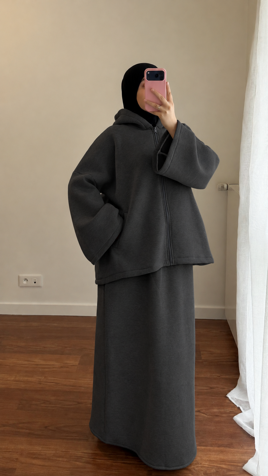 ENSEMBLE JUPE COMFY GRIS FONCÉ