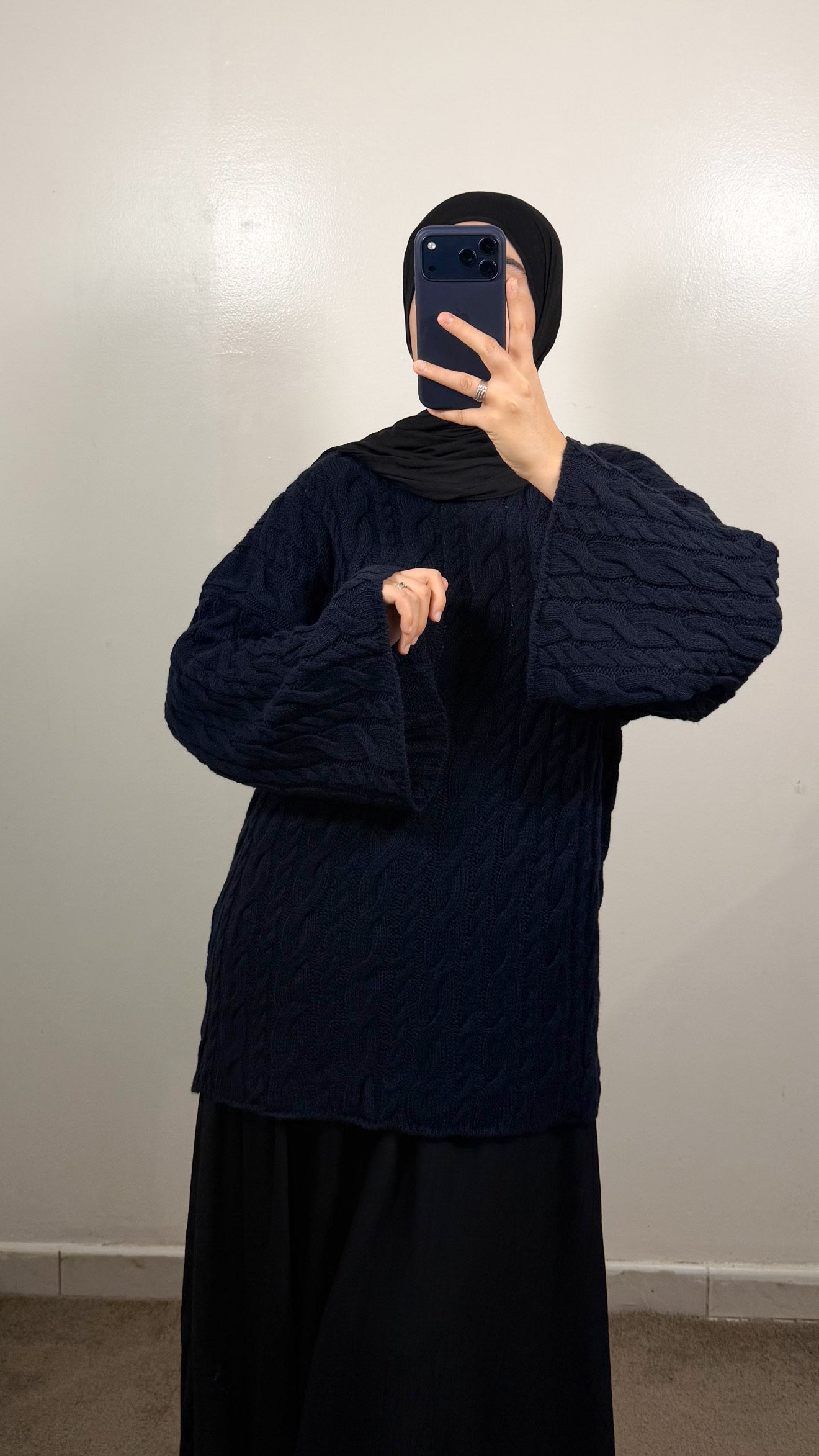 PULL MOTIF TORSADE BLEU MARINE