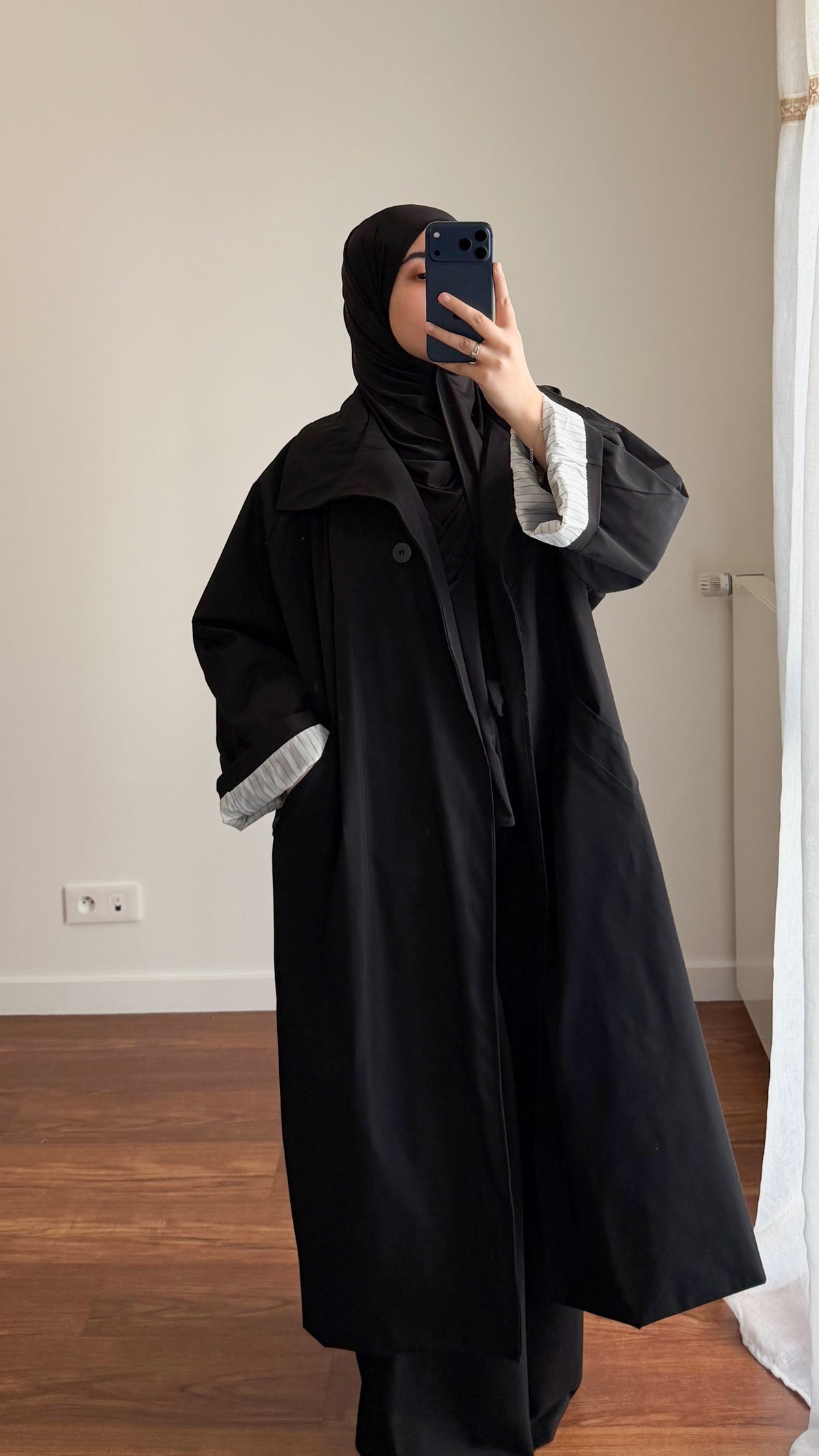 TRENCH LONG OVERSIZE NOIR