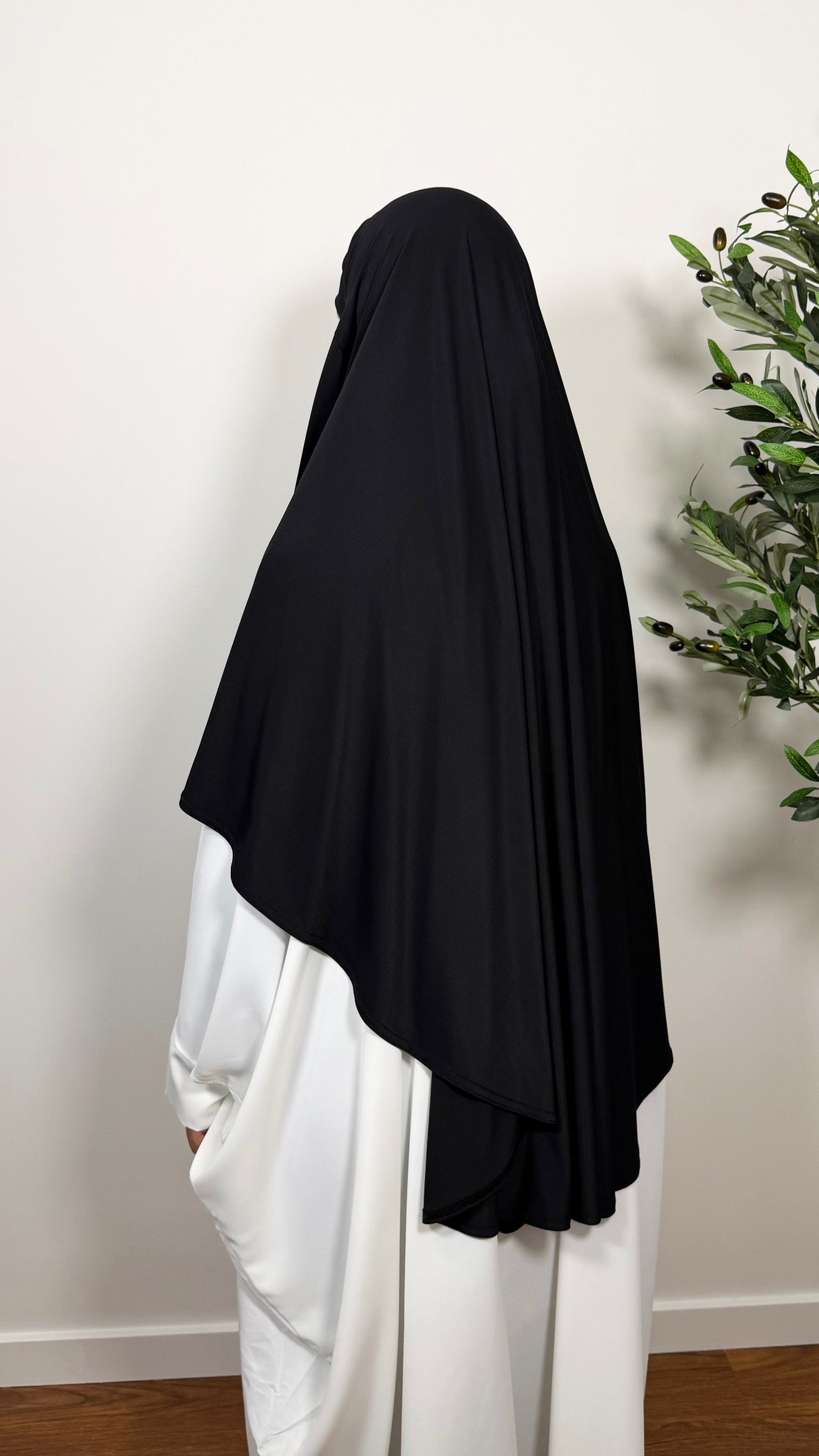 KHIMAR MI-LONG NOIR EN JERSEY PREMIUM