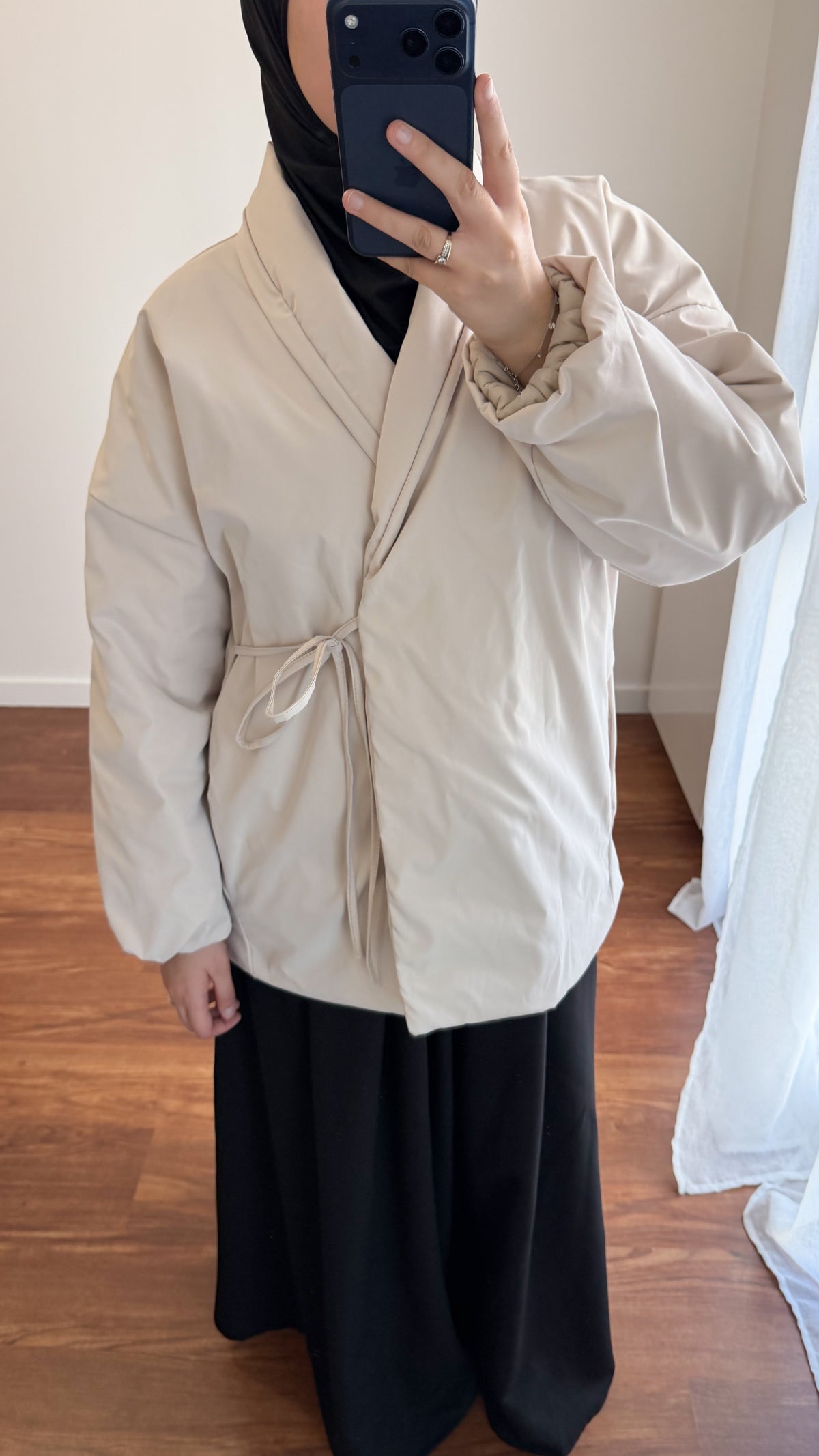 VESTE MATELASSÉE À NOUER BEIGE