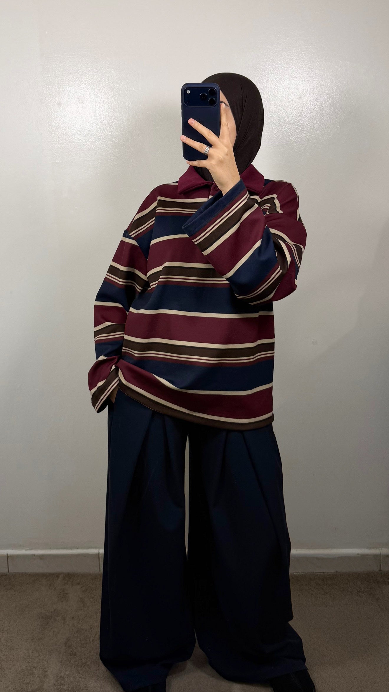 POLO EPAIS BORDEAU/BLEU MARINE/MARRON