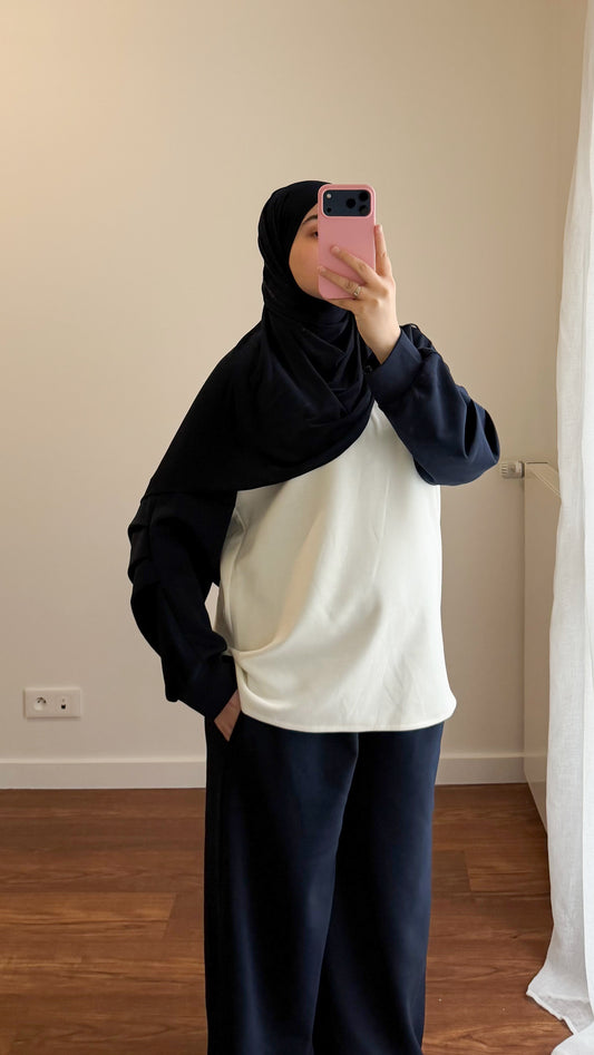 ENSEMBLE JOGGING BICOLORE BLEU MARINE