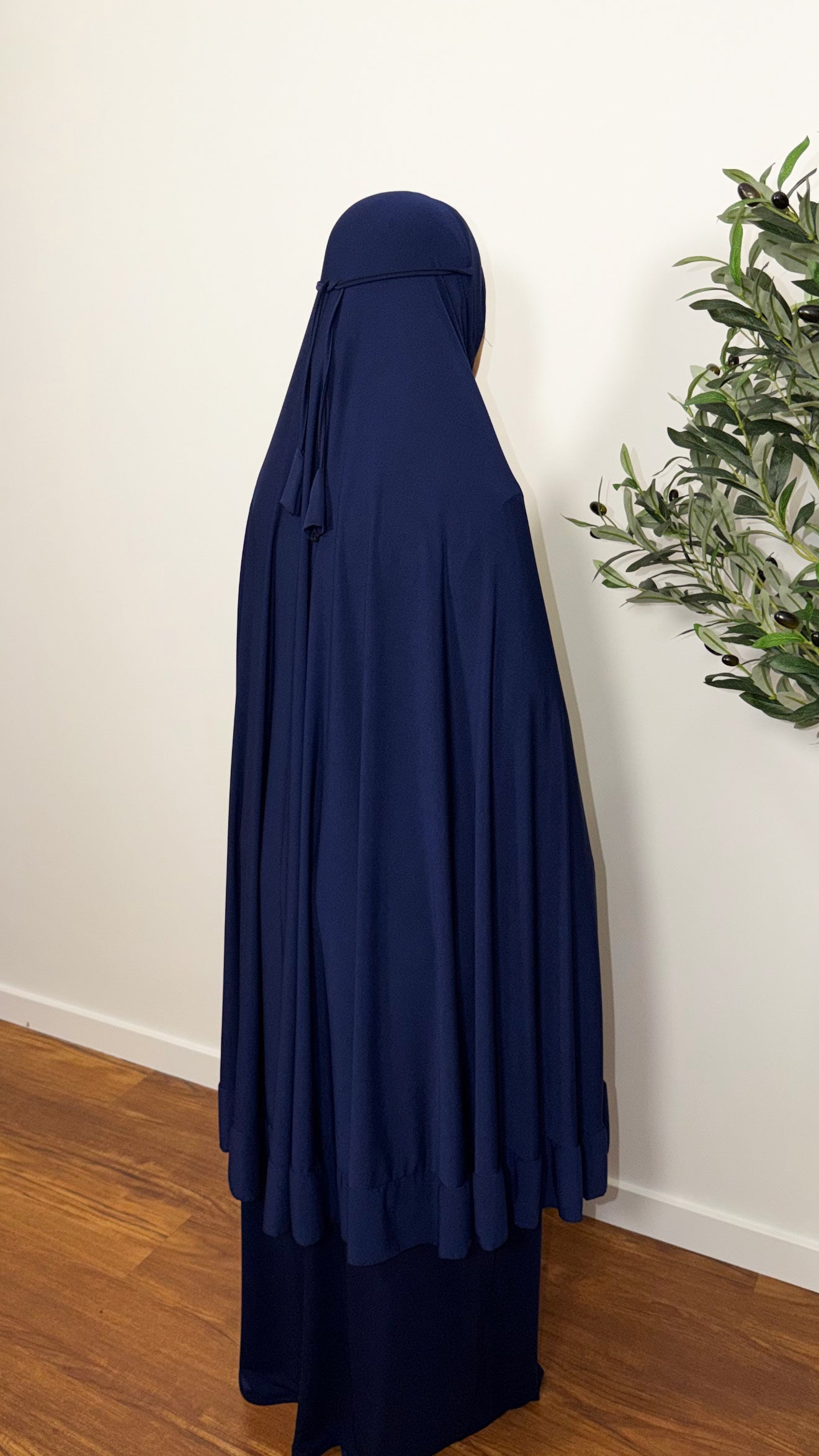 ENSEMBLE DE PRIÈRE MALAISIEN BLEU MARINE EN JERSEY PREMIUM